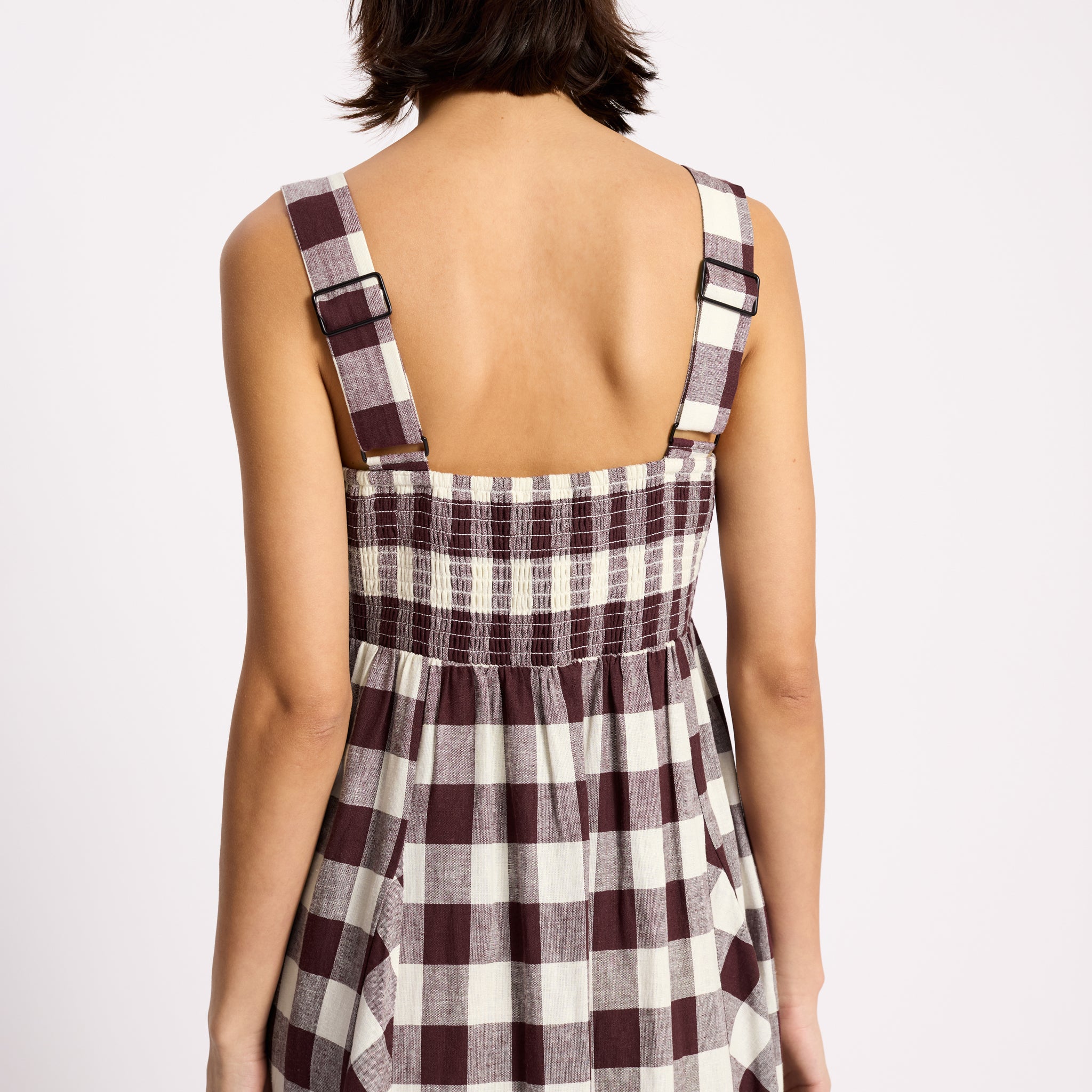Burgundy Gingham Apron Dress