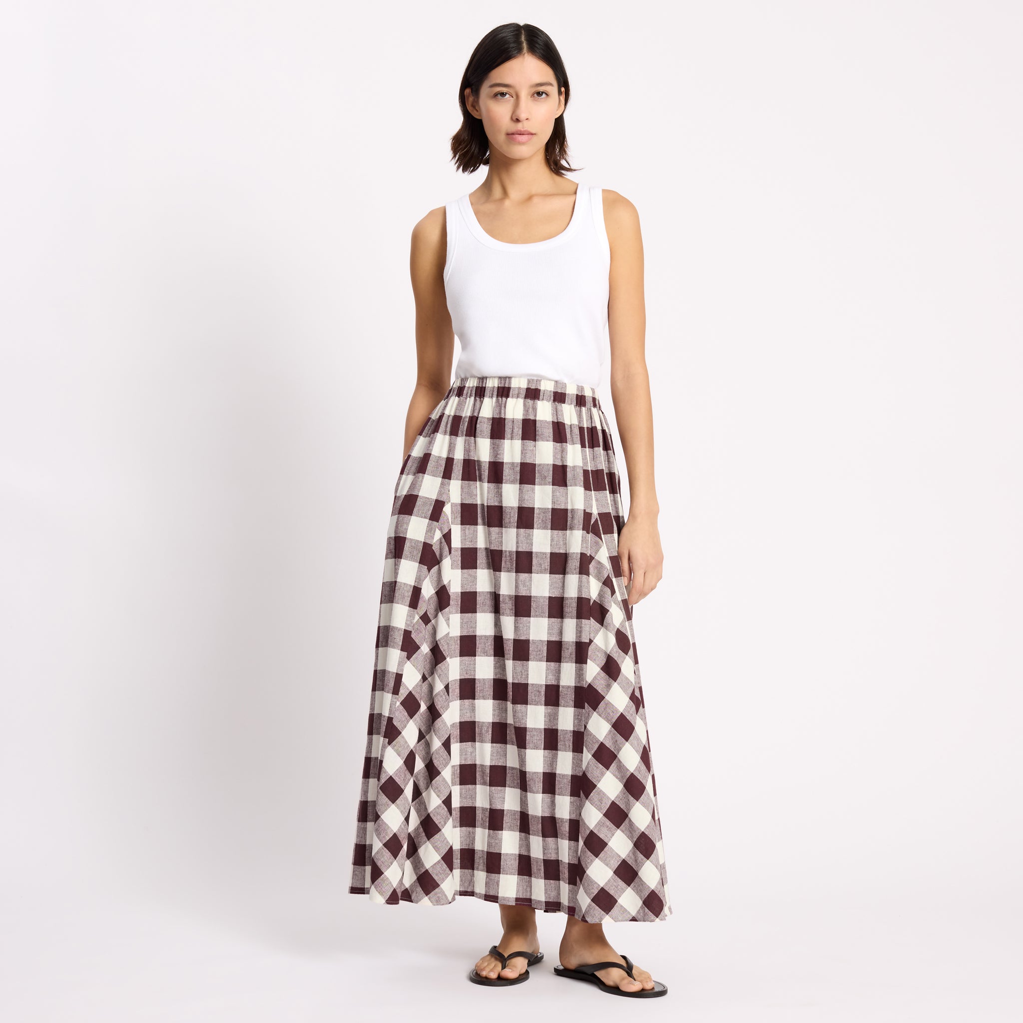 Burgundy Gingham Skirt