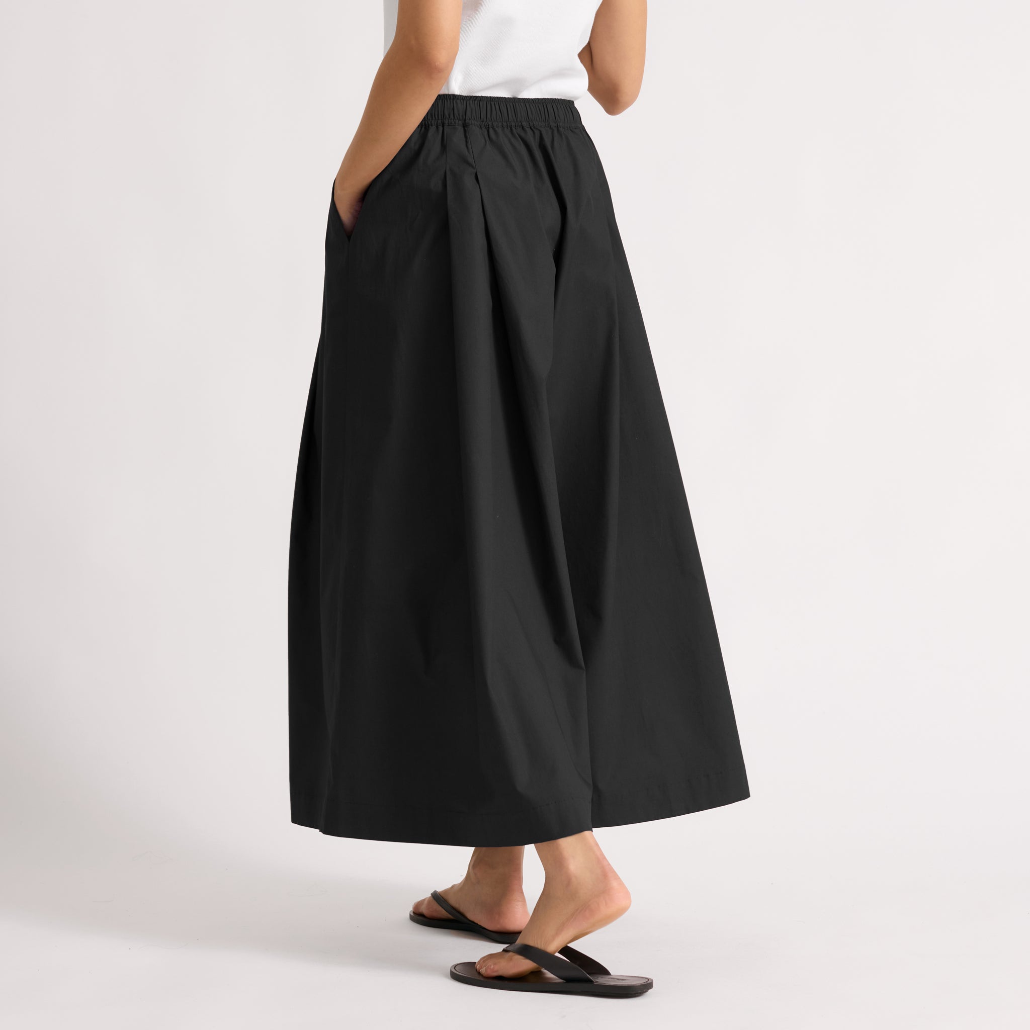 Black Cotton Wide Culottes