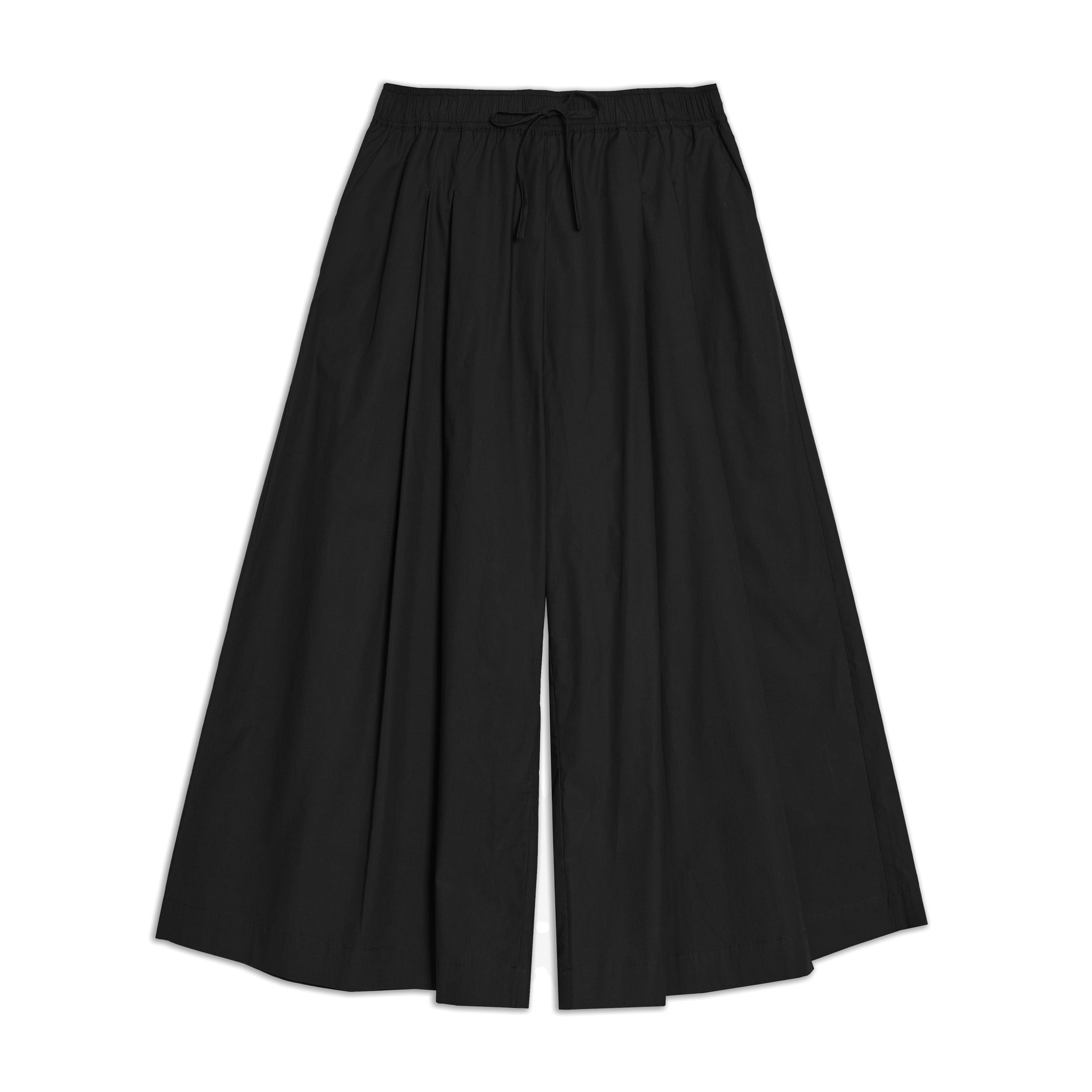 Black Cotton Wide Culottes