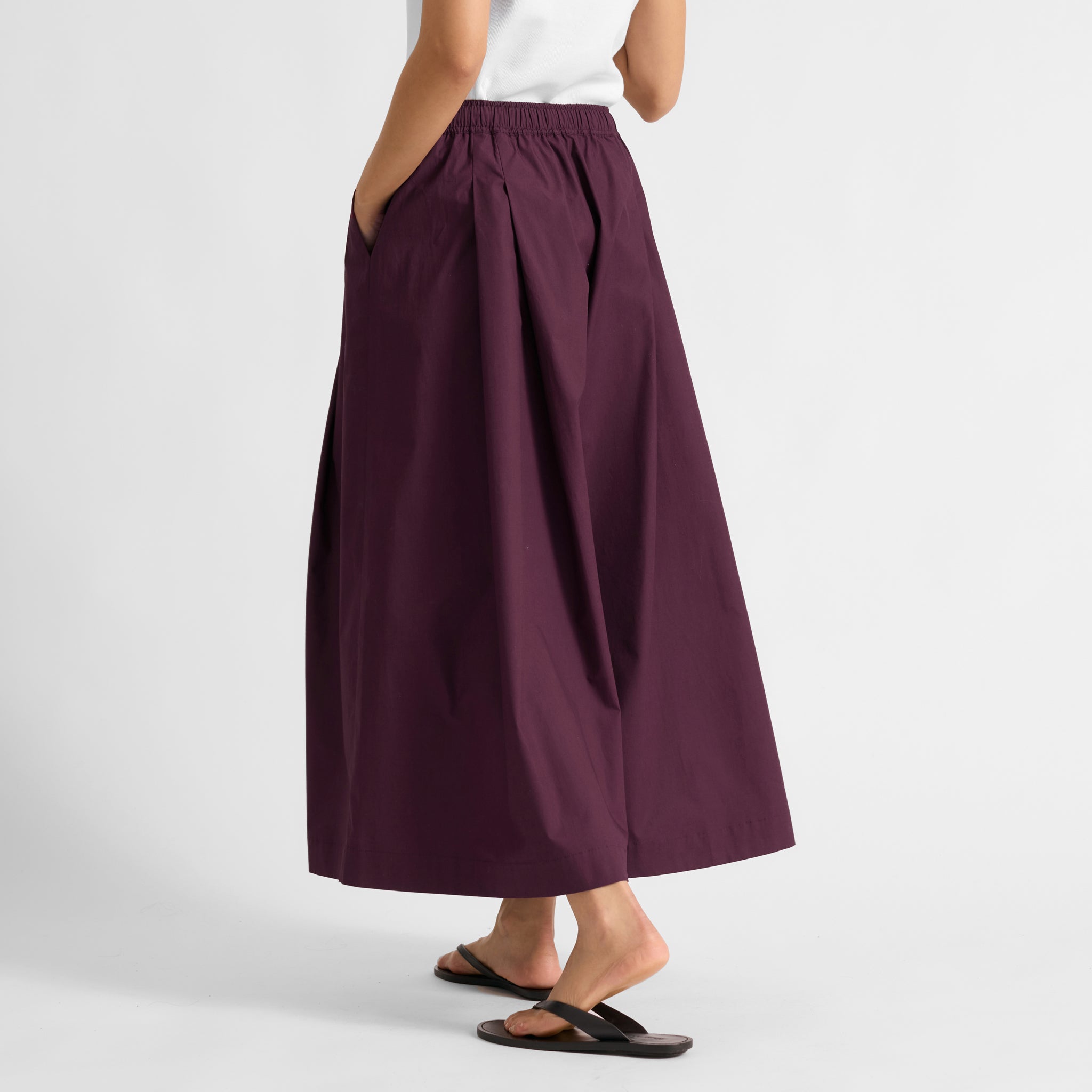 Burgundy Cotton Wide Culottes