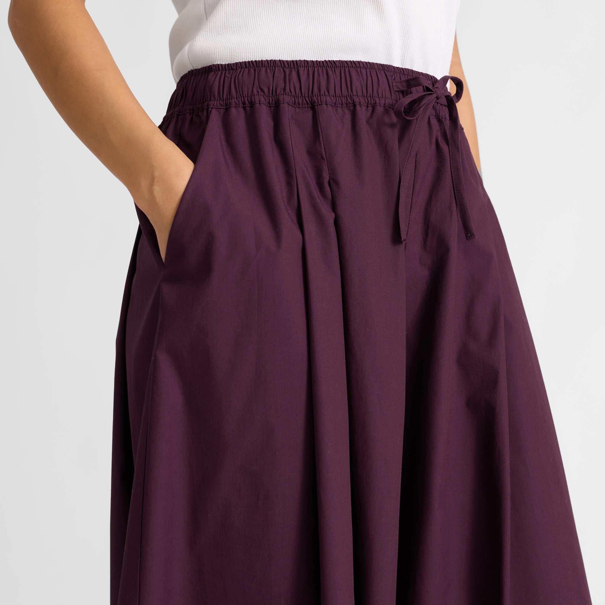 Burgundy Cotton Wide Culottes