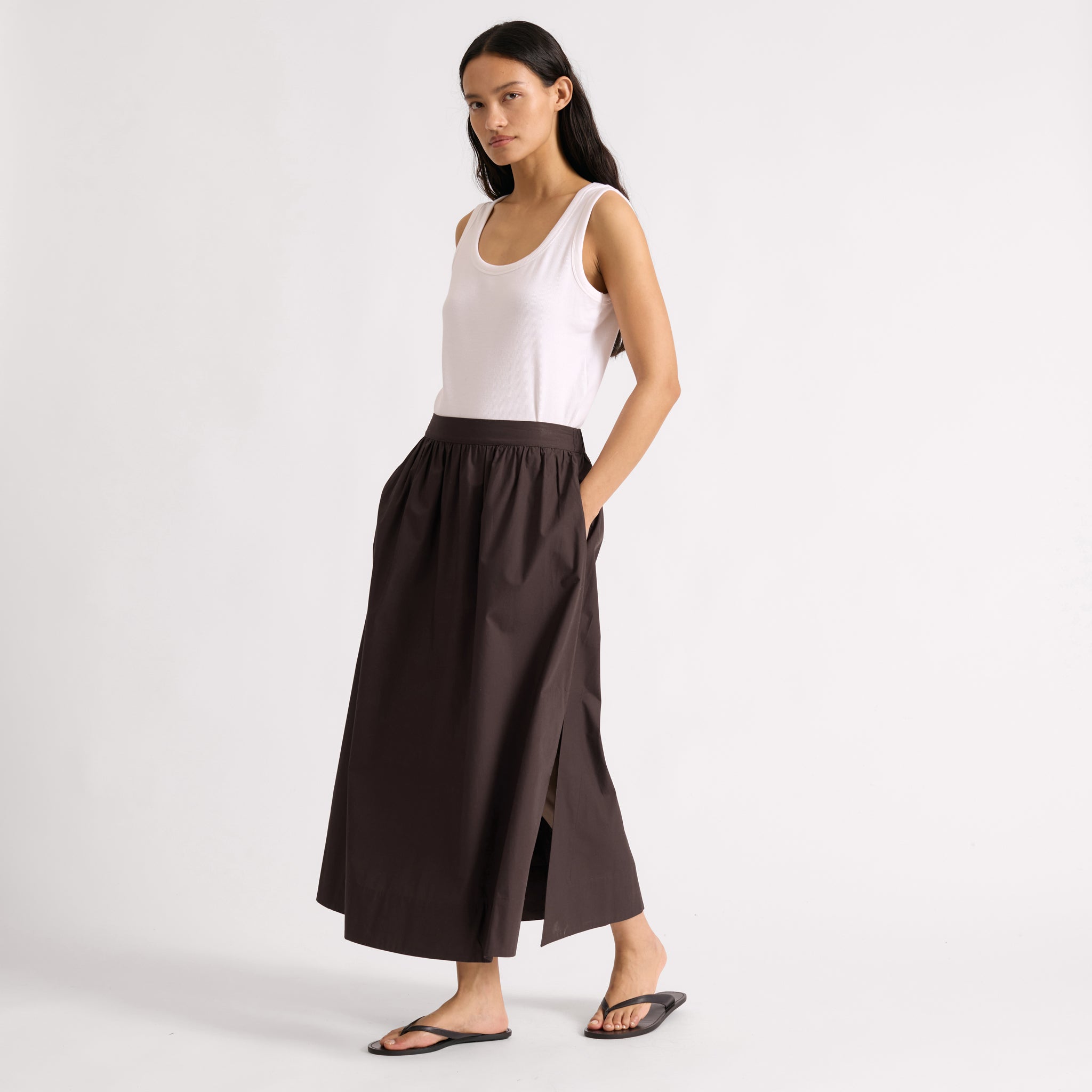 Chocolate Cotton Full Skirt
