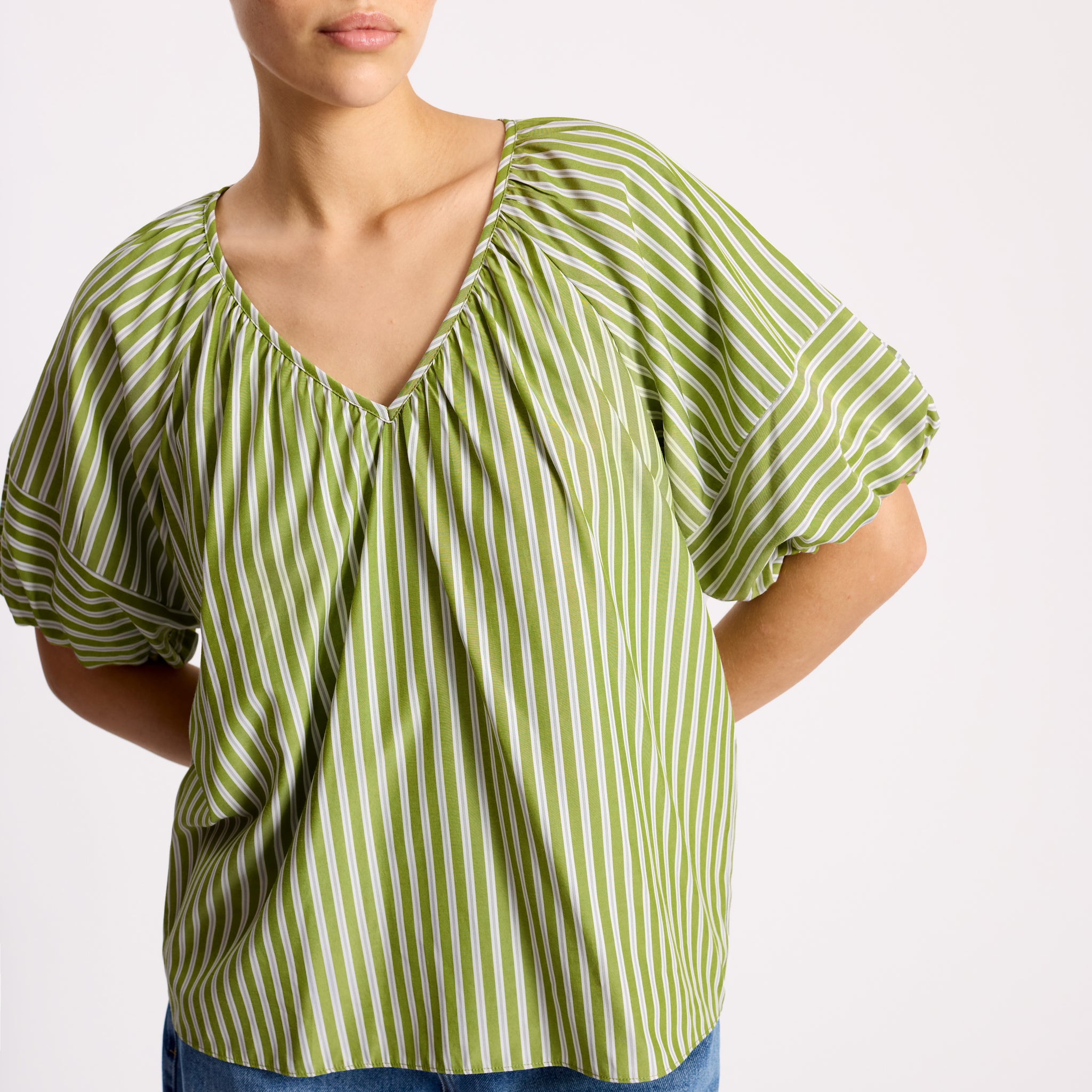 Green Stripe Lantern Top