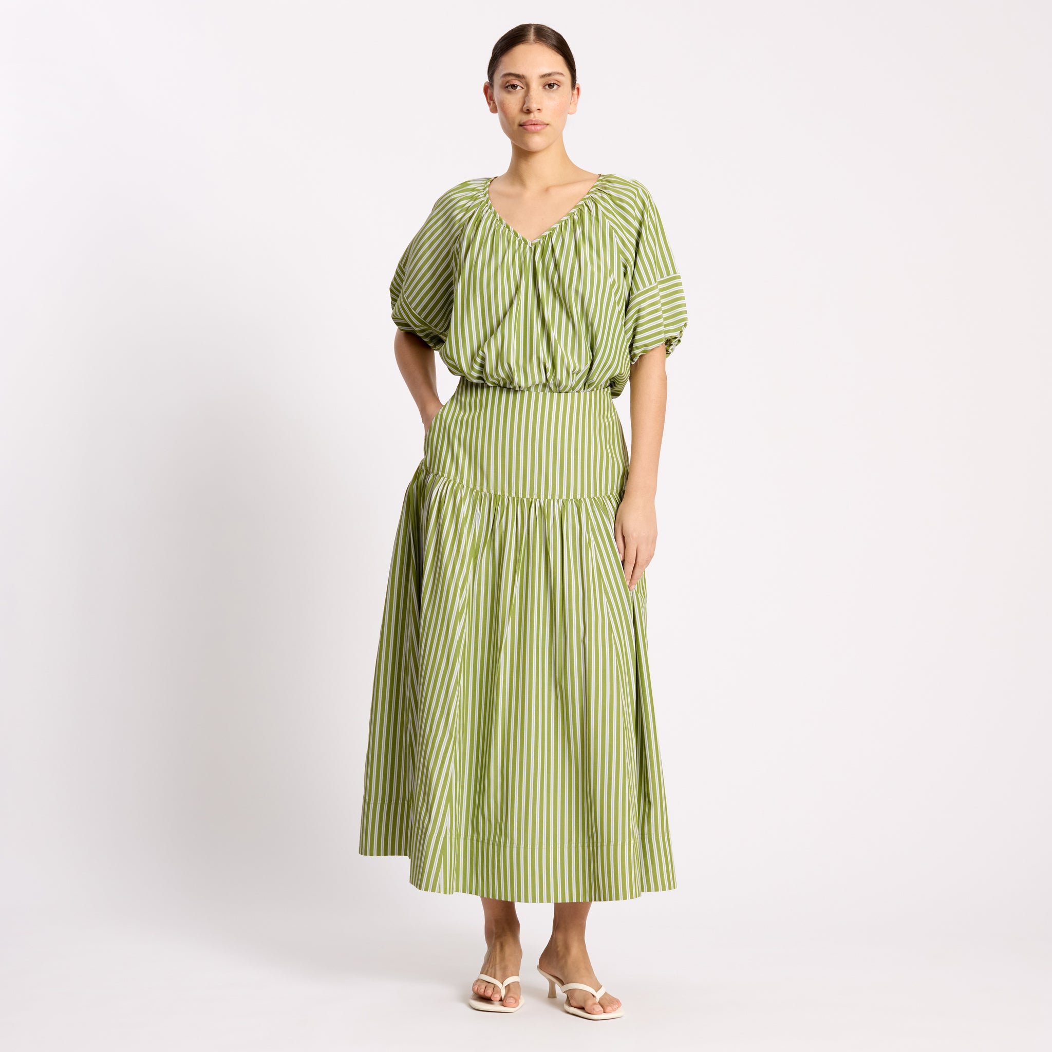 Green Stripe Lantern Top