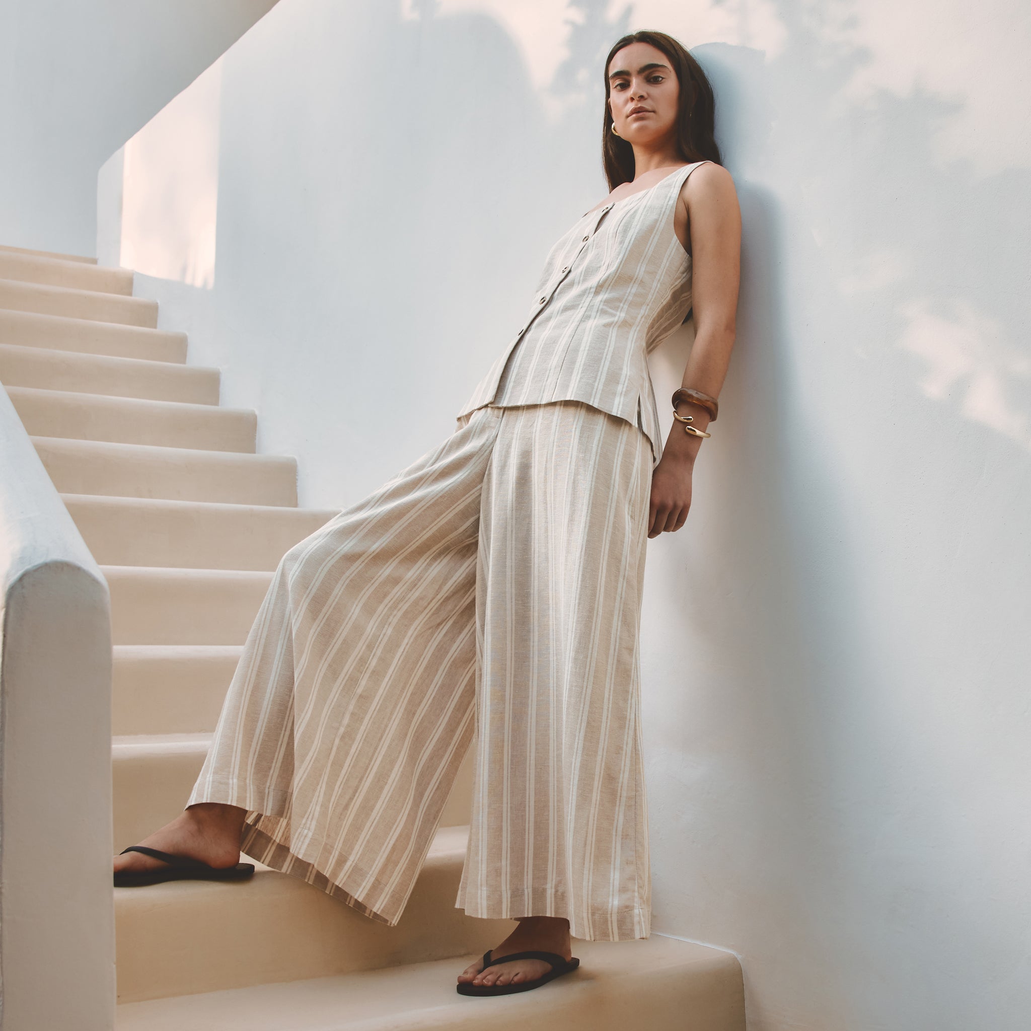 Linen Stripe Culotte