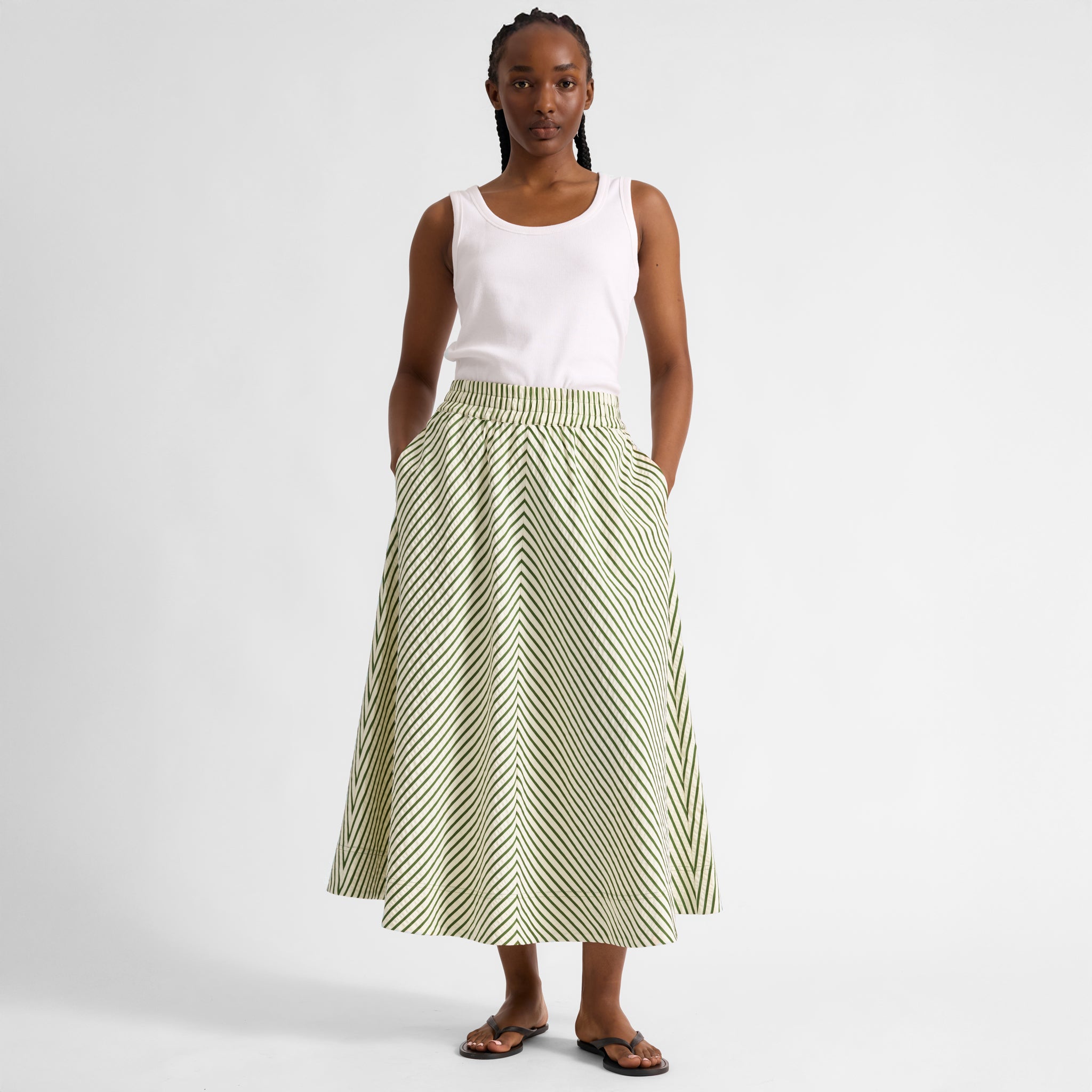 Green Stripe Skirt | Sustainable Womenswear | Albaray