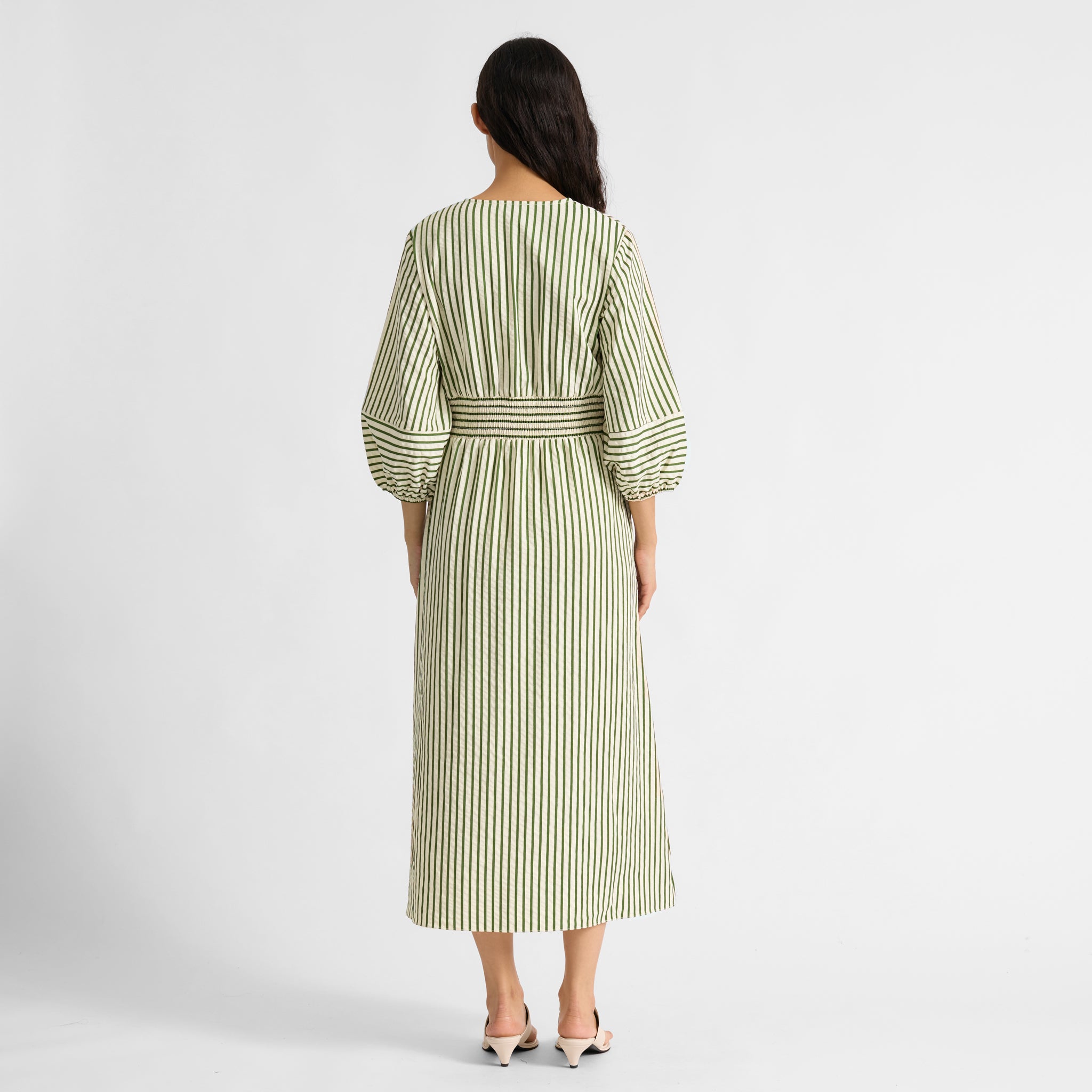 Green Stripe Shirtdress