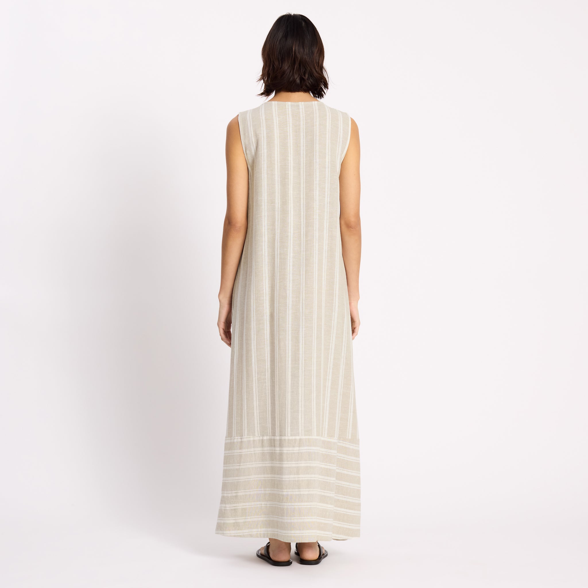 Linen Stripe Sleeveless Dress