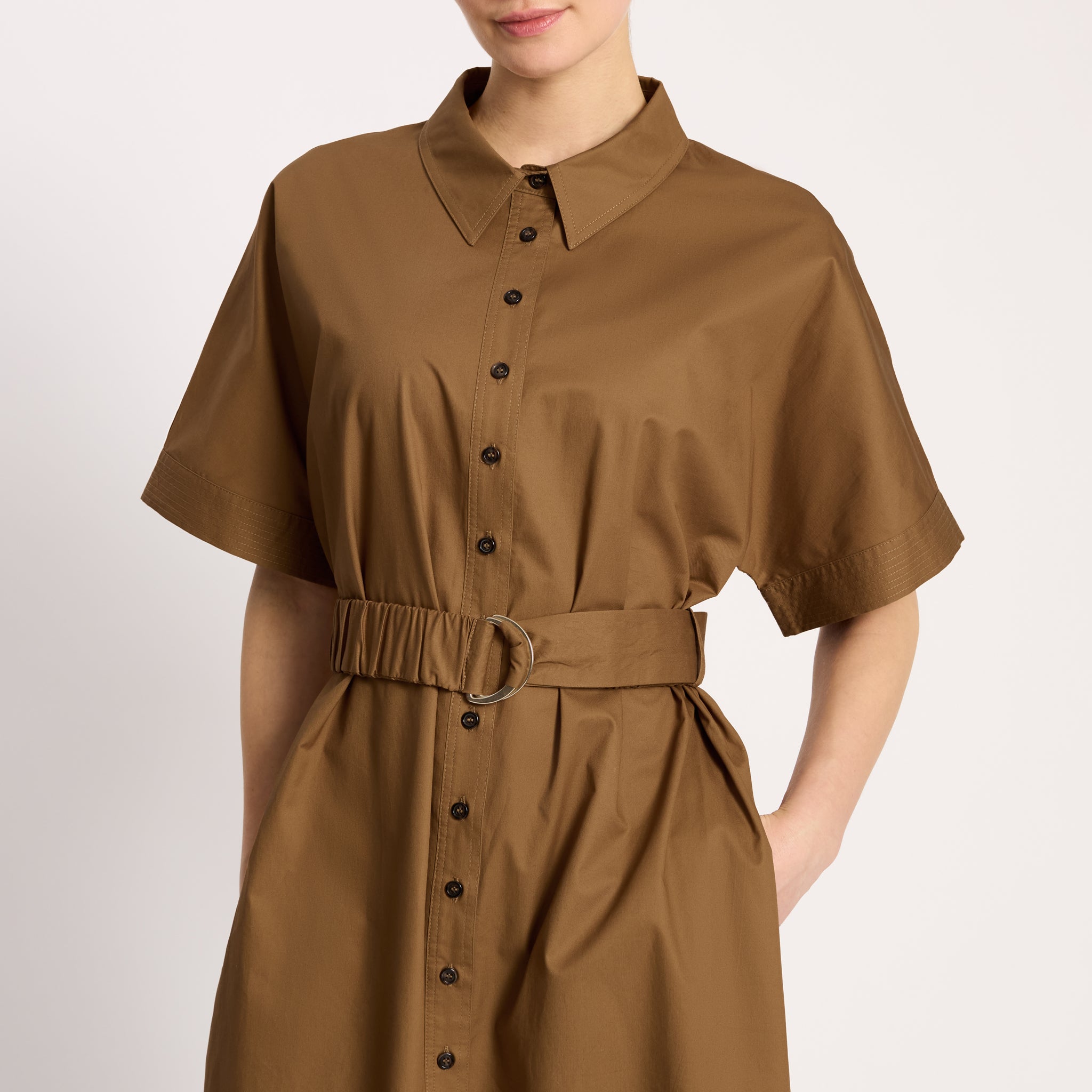 Cotton Sateen Shirtdress