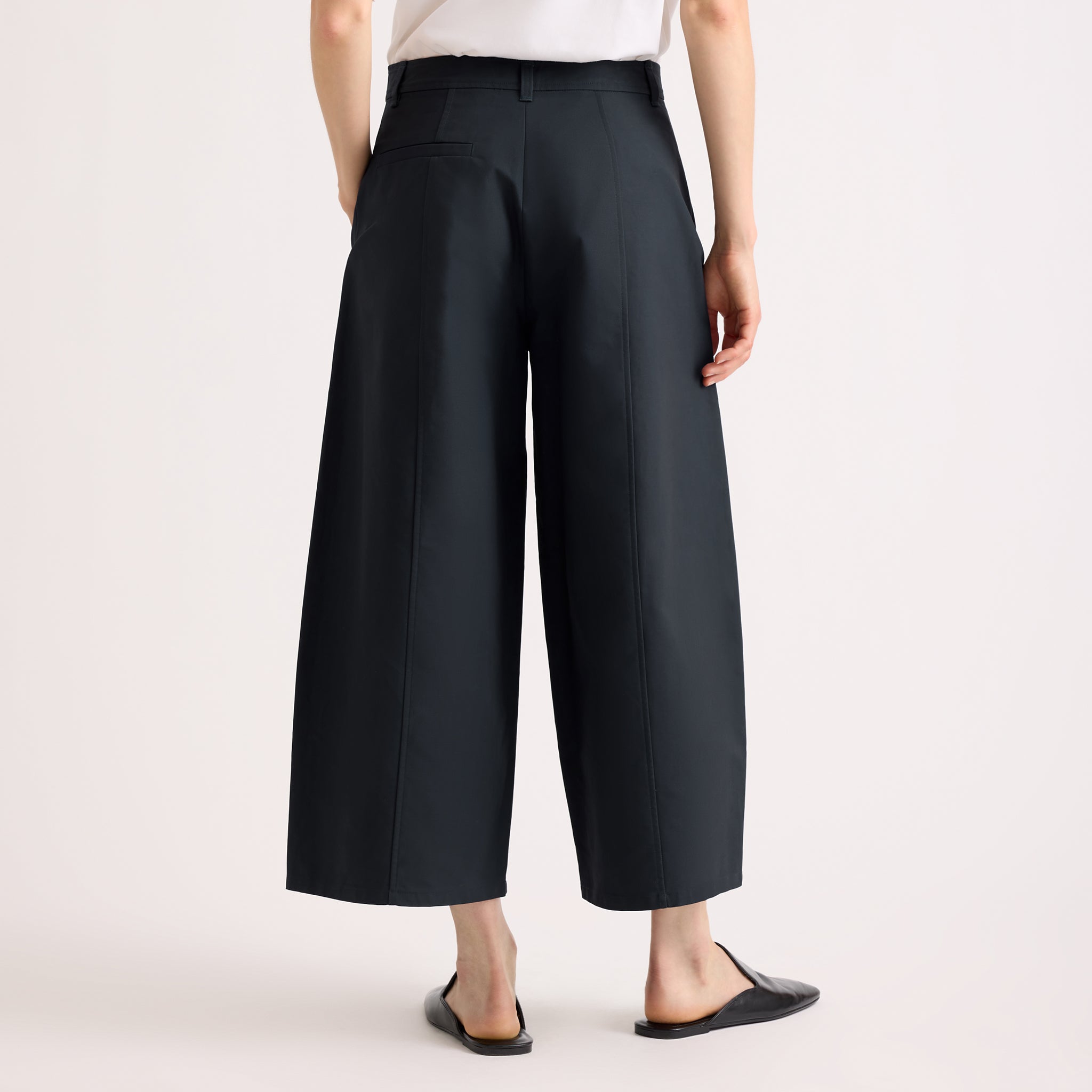 Navy Wide Leg Barrel Trousers