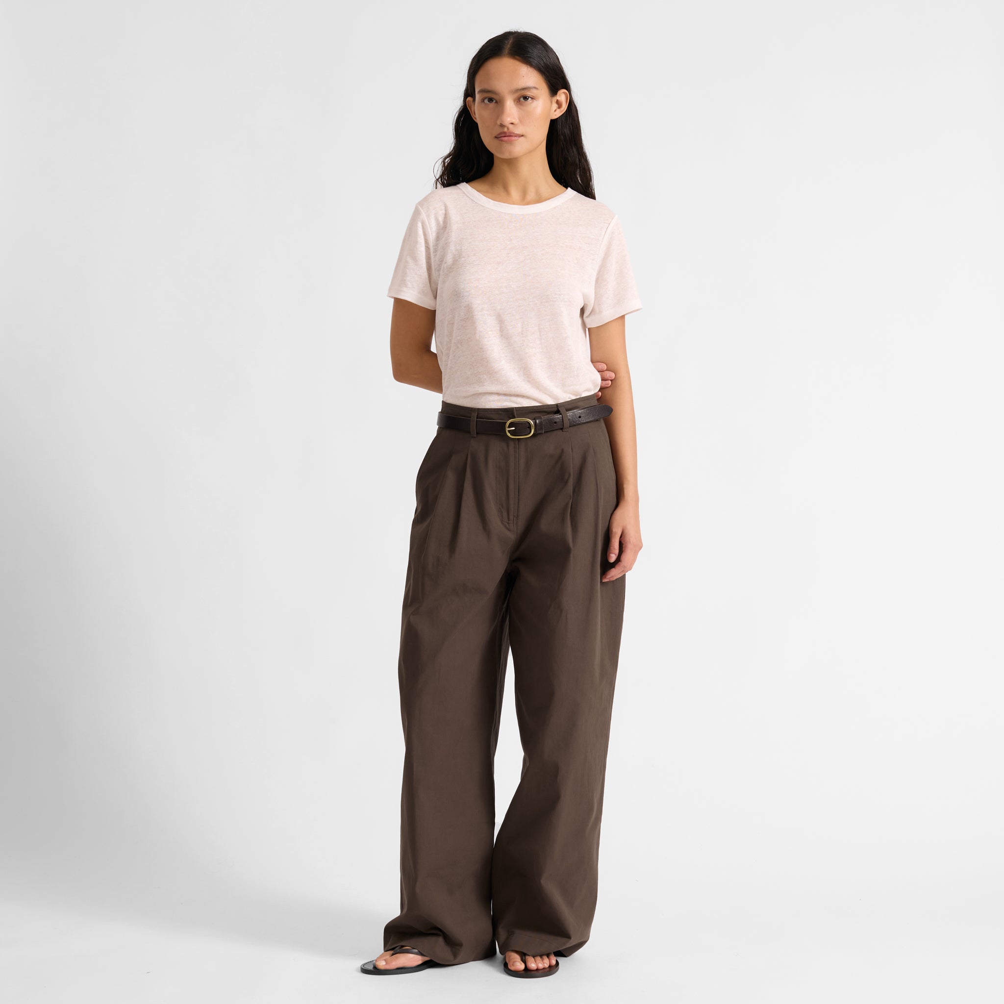 Pleat Front Wide Leg Trousers