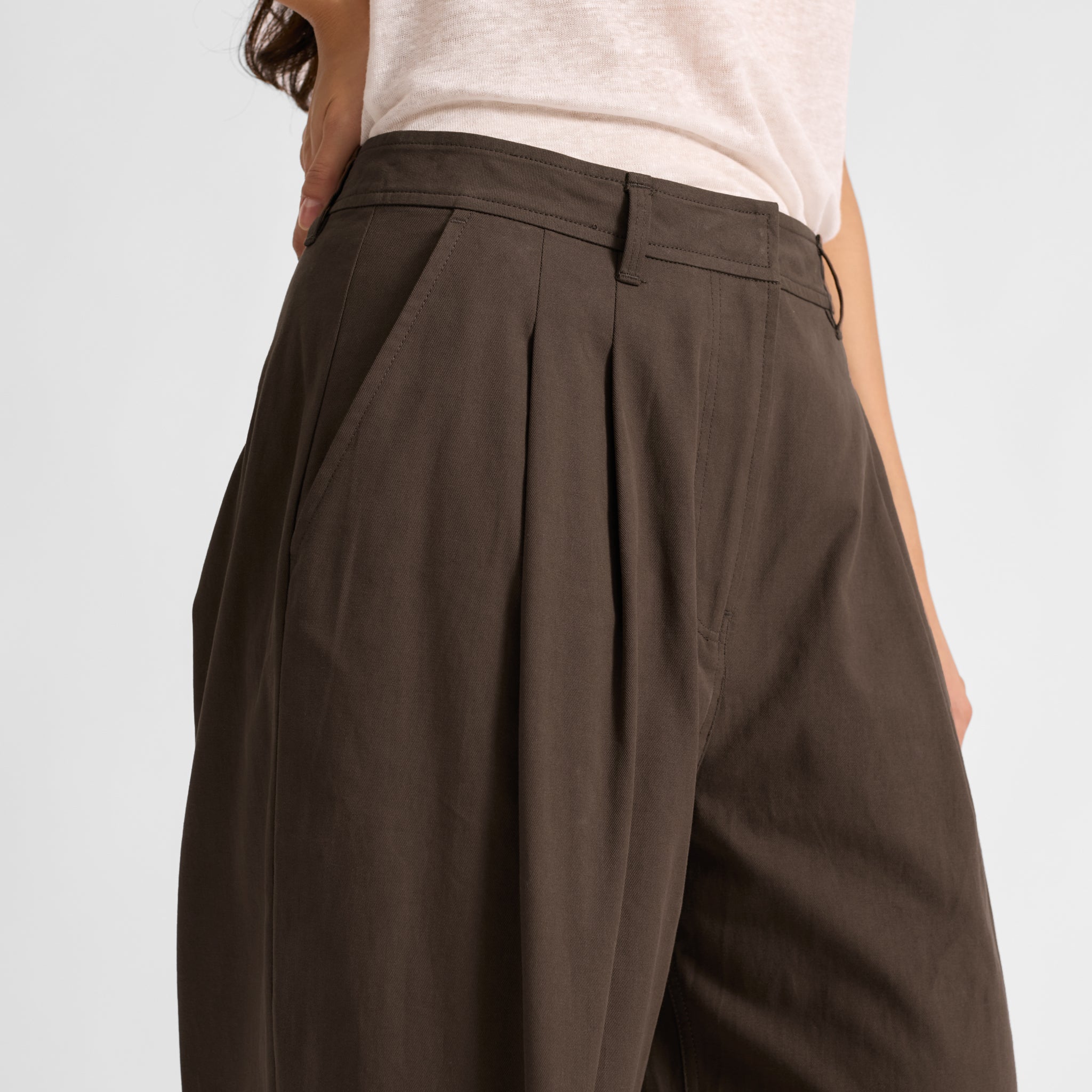 Pleat Front Wide Leg Trousers