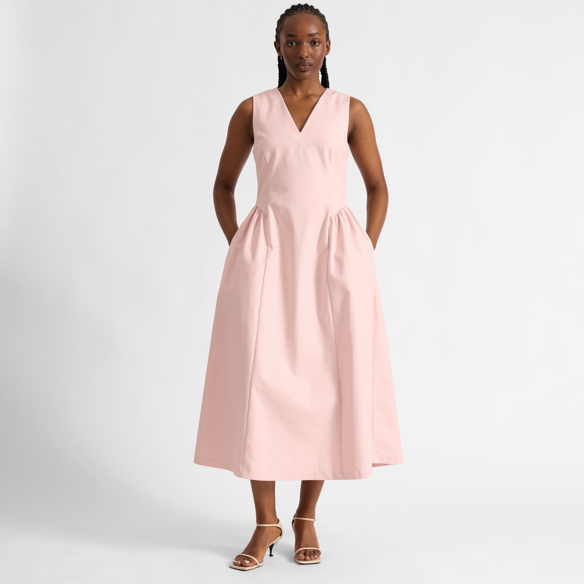 Cotton Sateen Gathered Side Dress | Sustainable Womenswear | Albaray