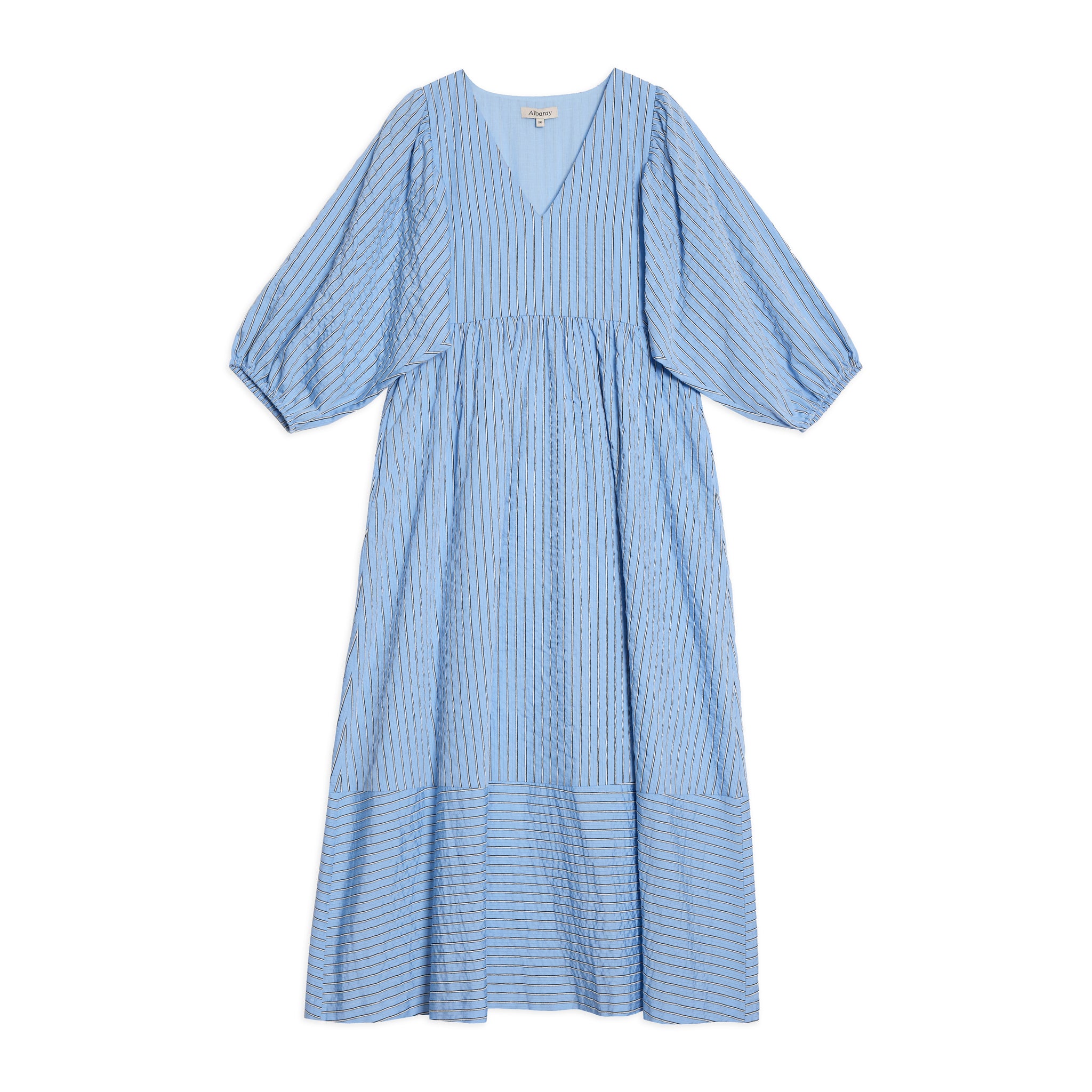 Blue Stripe V Neck Dress