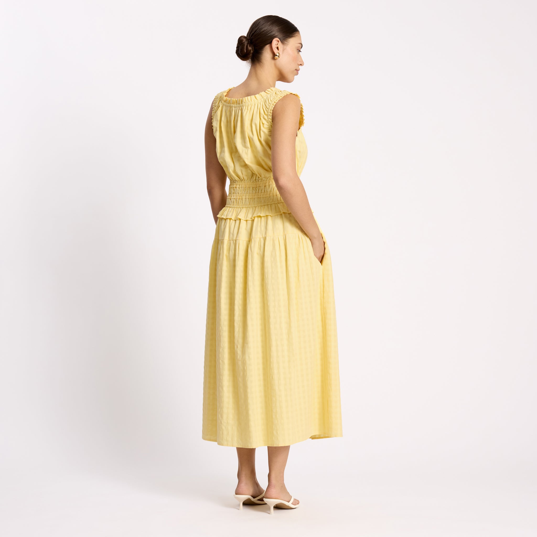 Seersucker Square Neck Dress