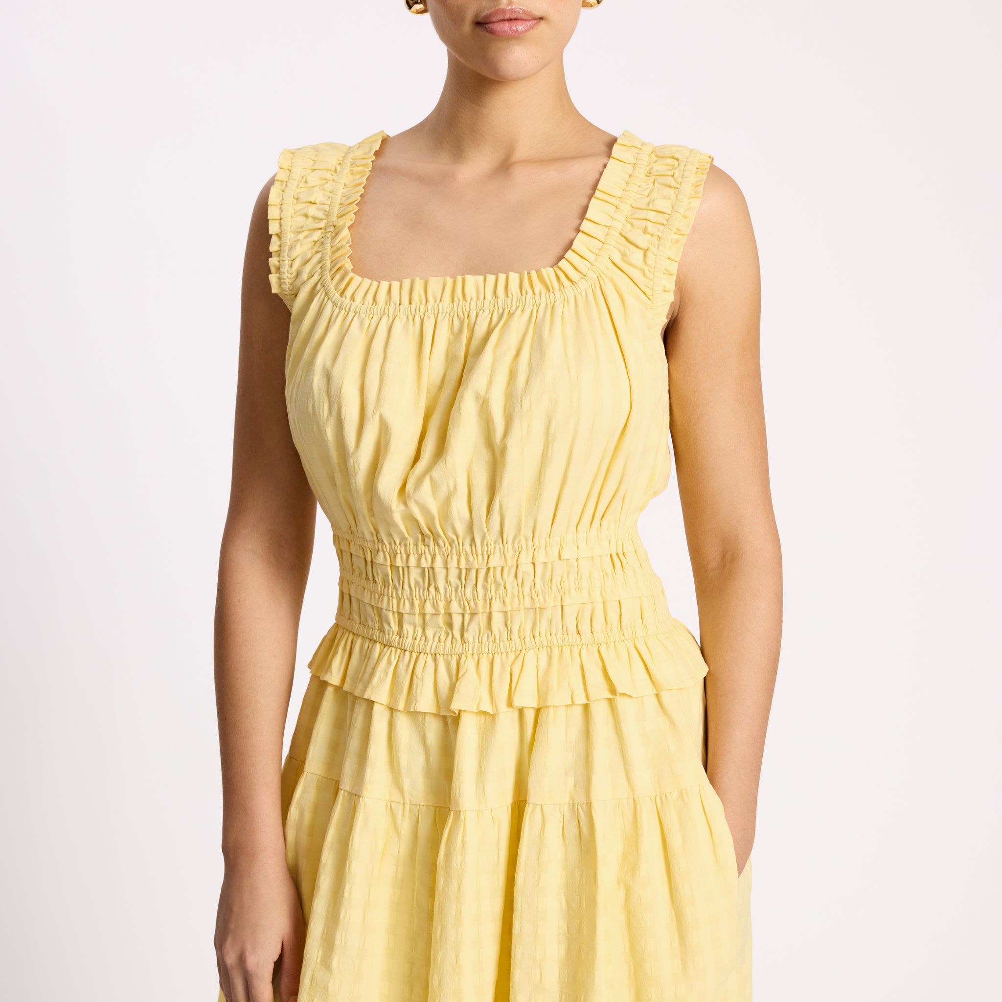 Seersucker Square Neck Dress