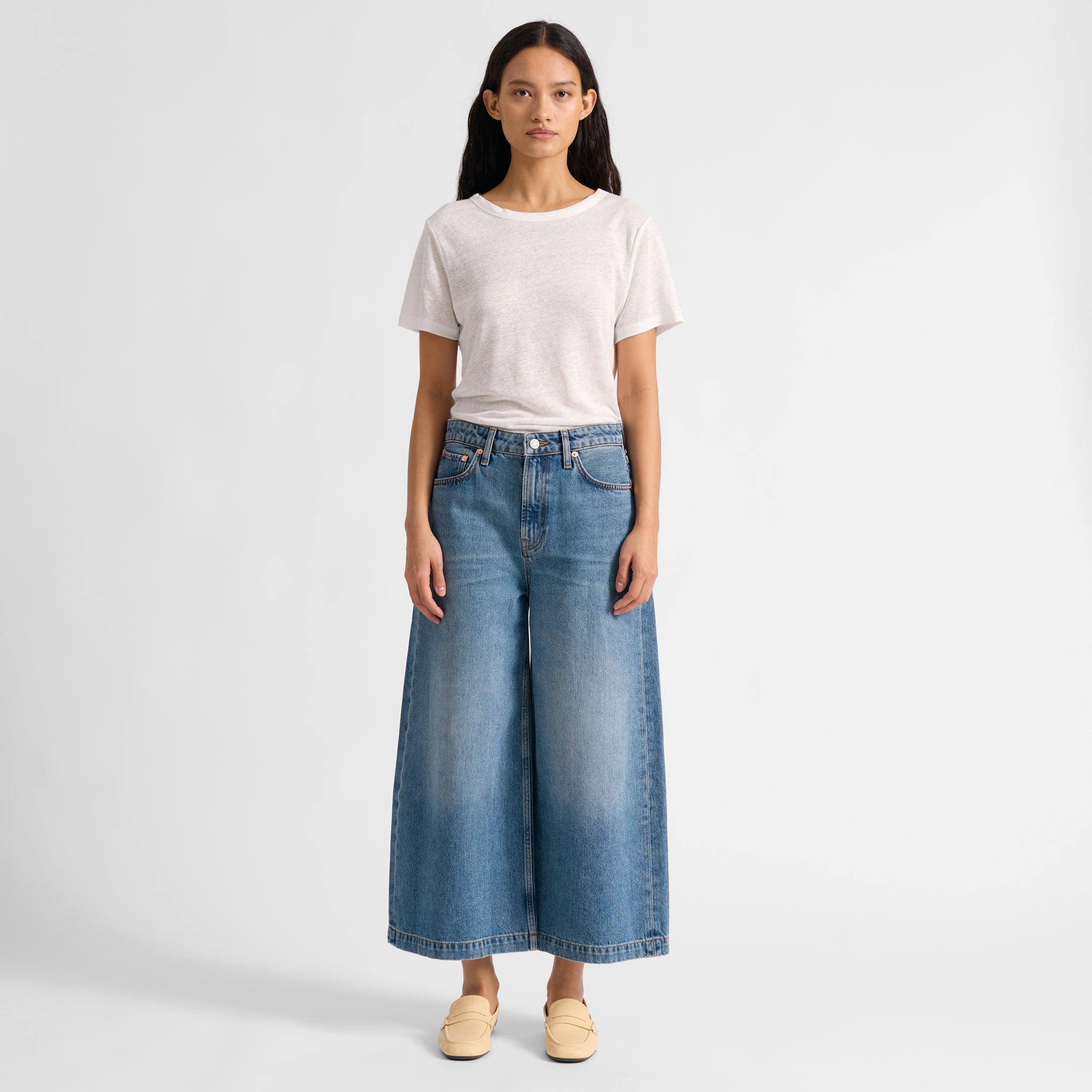 Mid Wash Denim Culotte