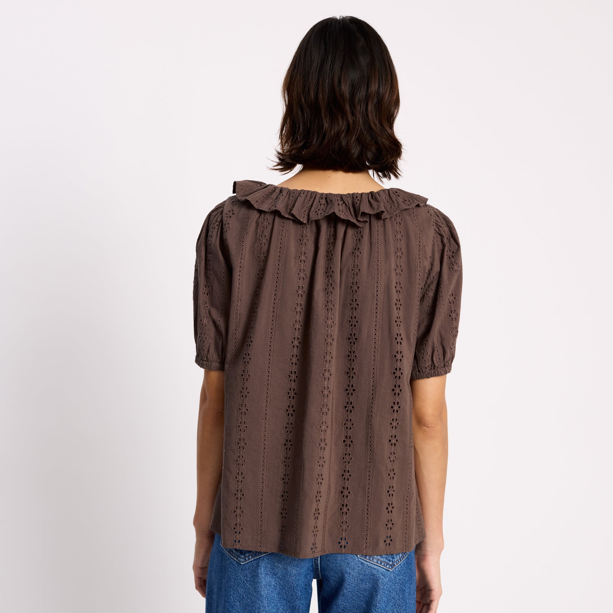 Ruffle Scoop Neck Top