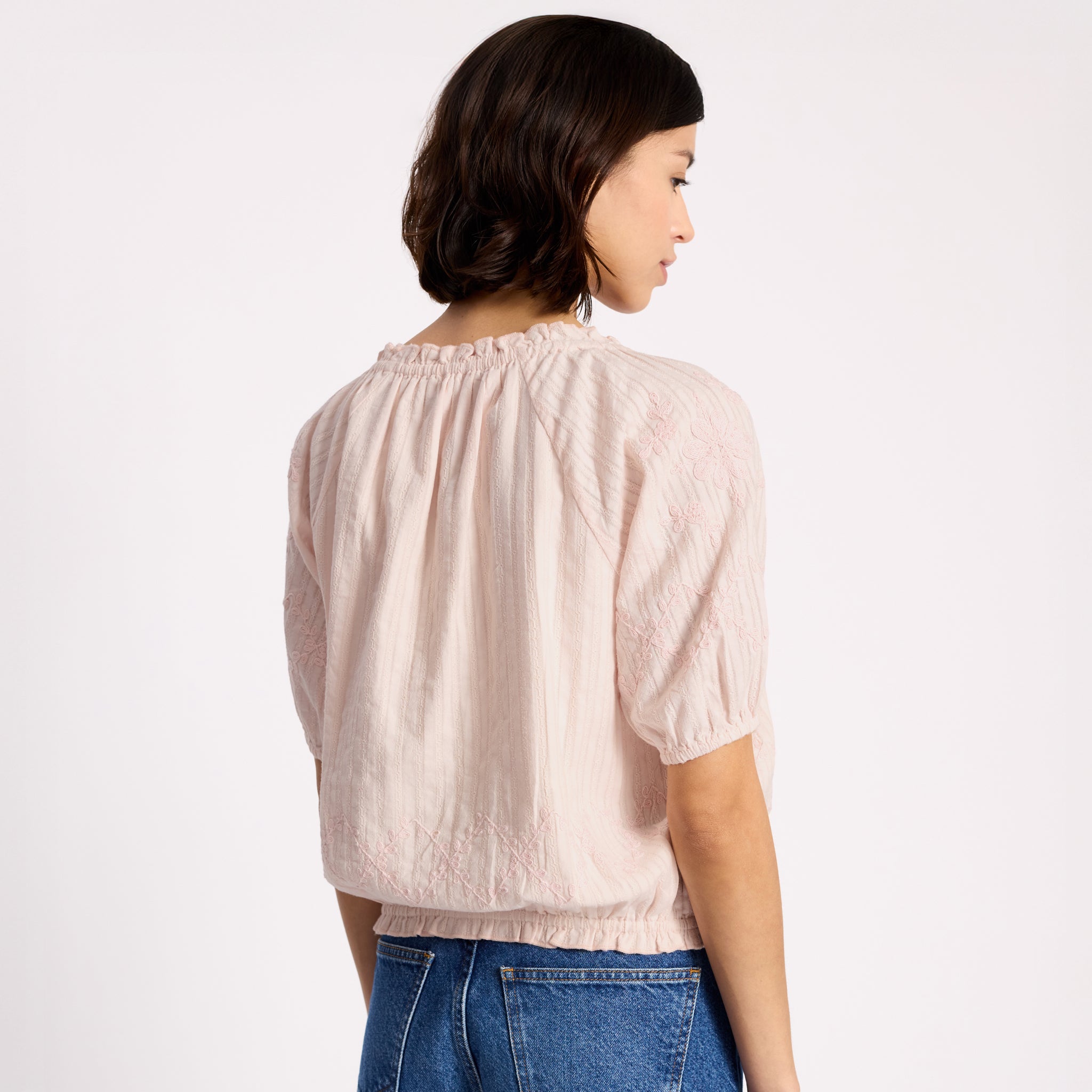 Elastic Hem Scoop Neck Top