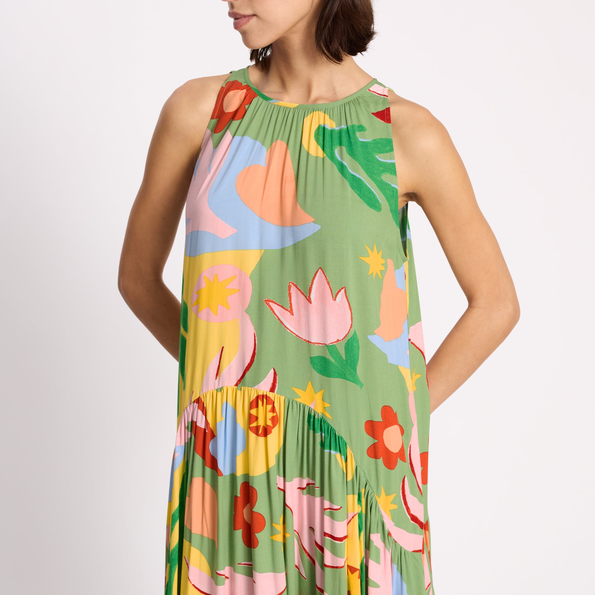 Tropique Print Halter Maxi
