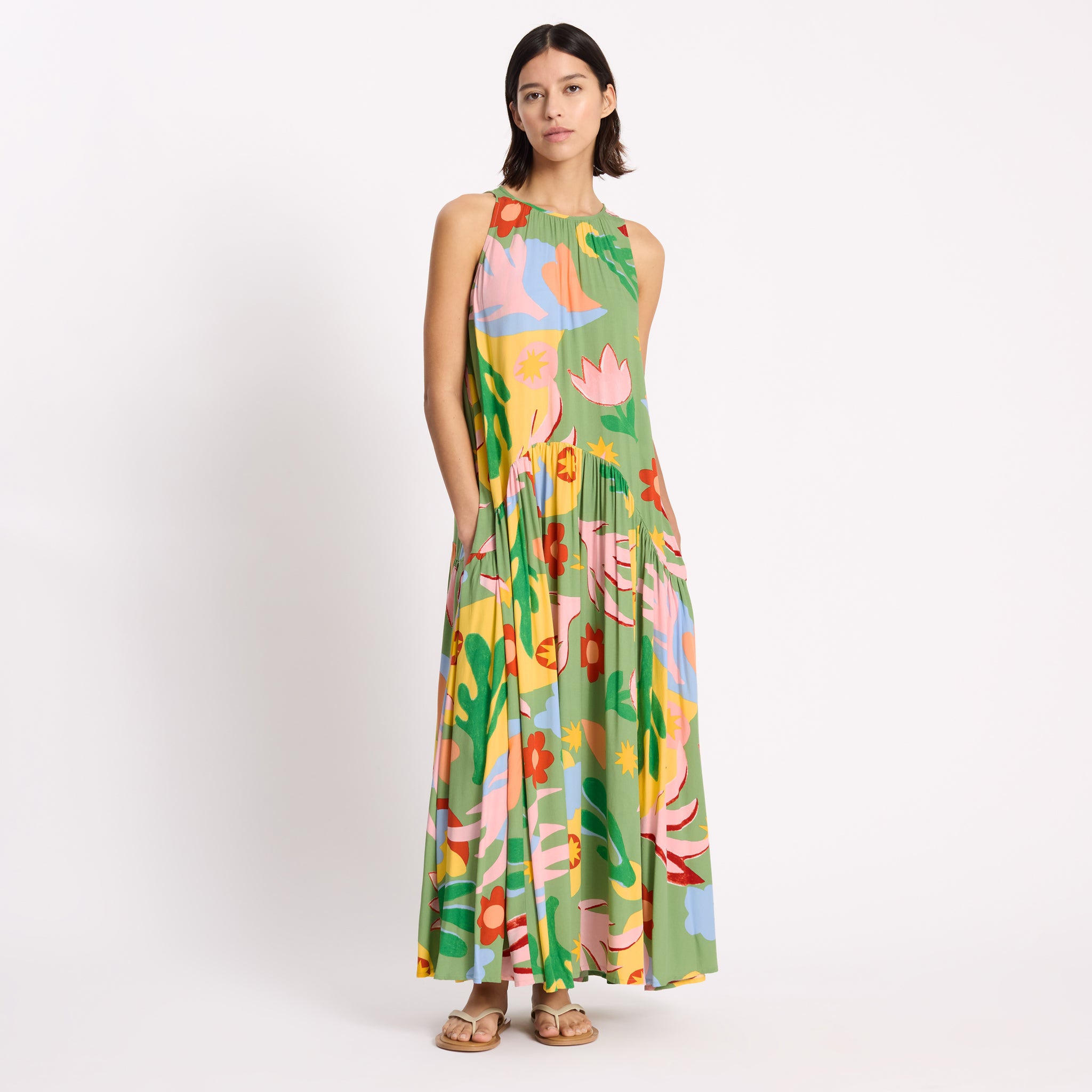 Tropique Print Halter Maxi