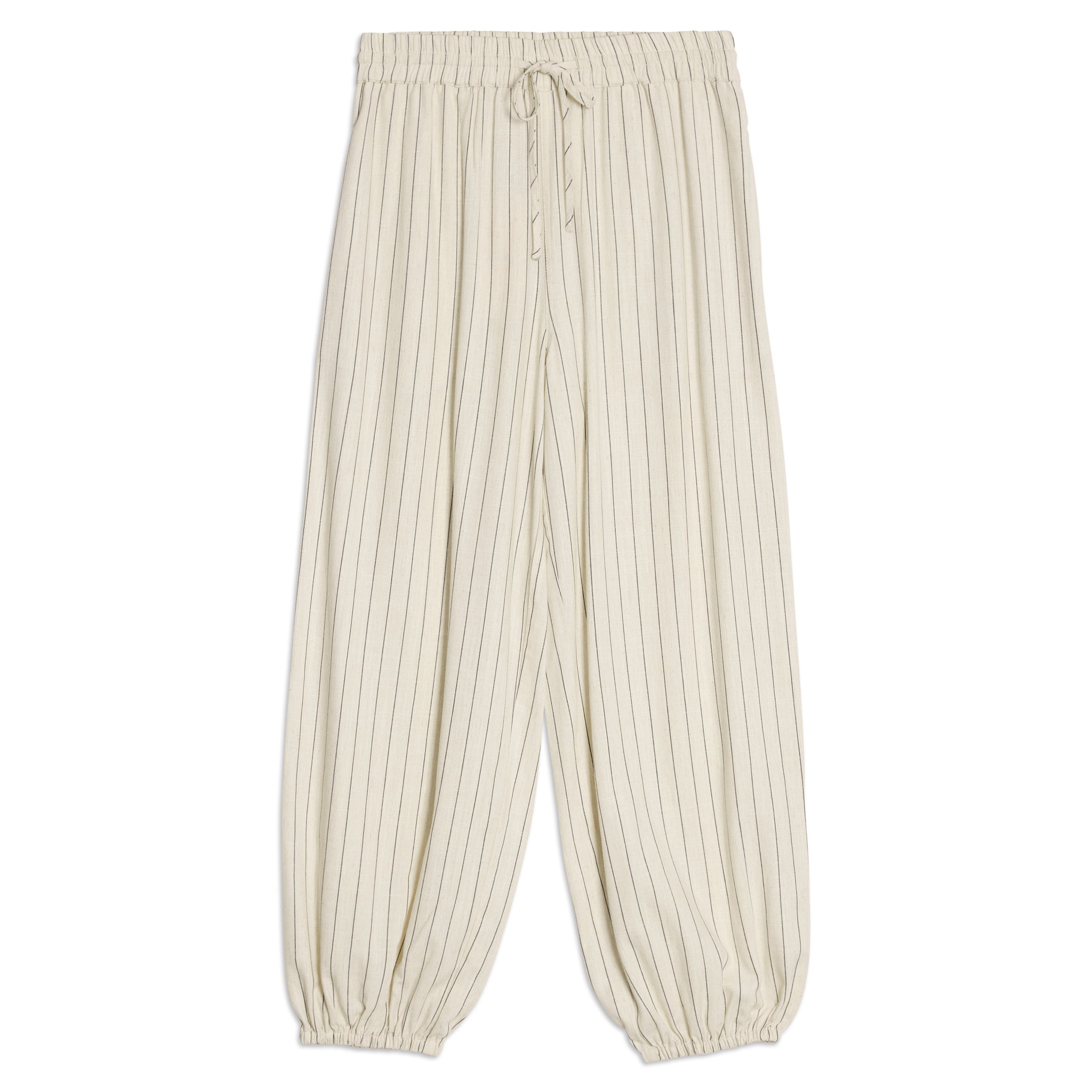 Linen Blend Pinstripe Balloon Trousers