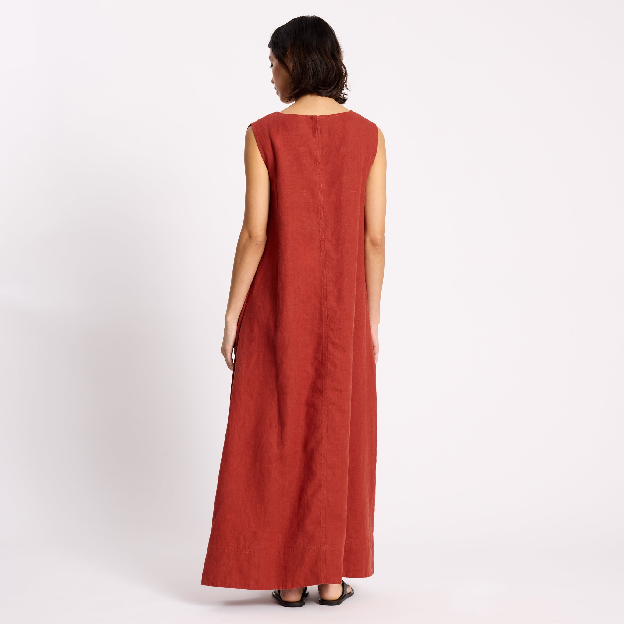 Linen V Neck Dress