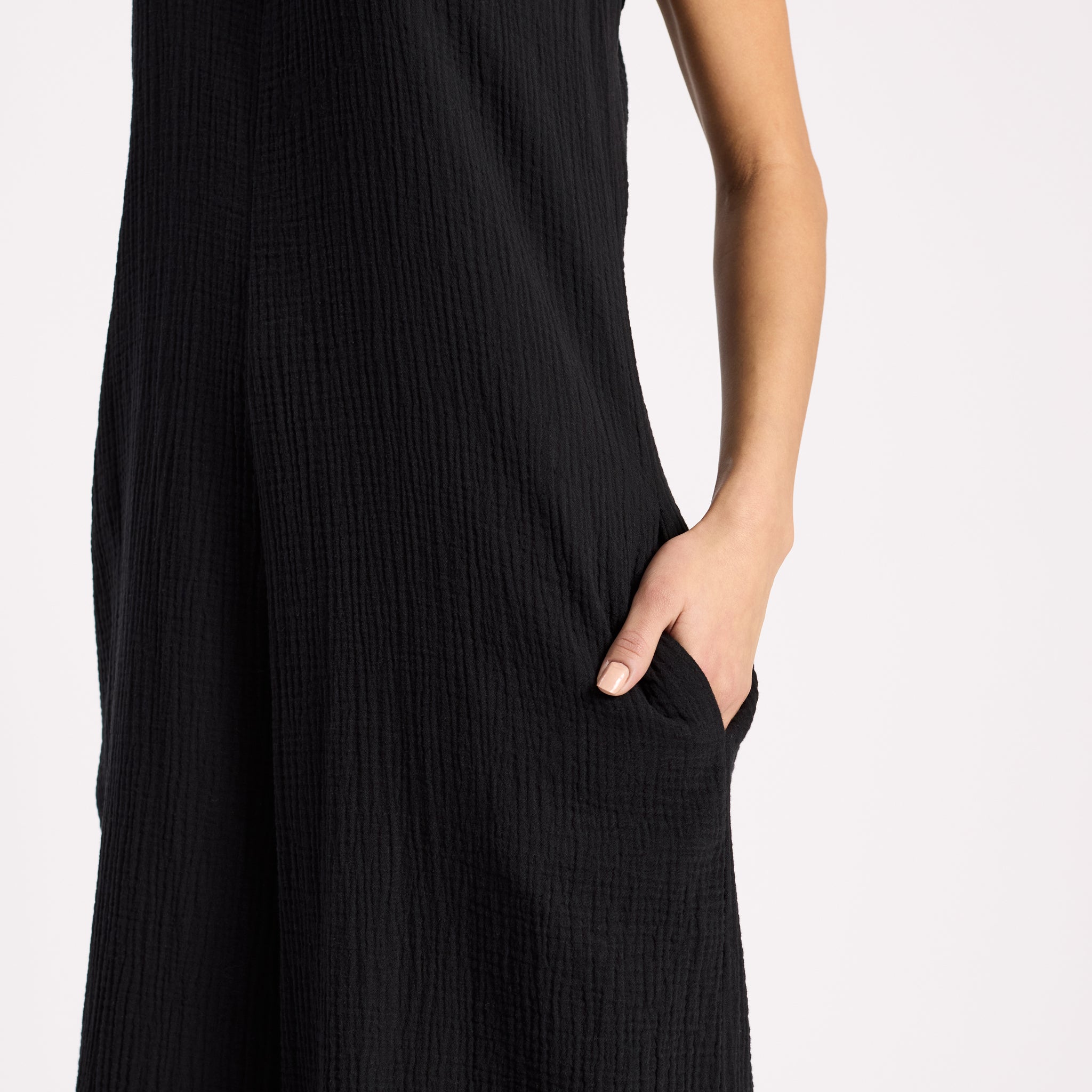 Black Cheesecloth Jumpsuit