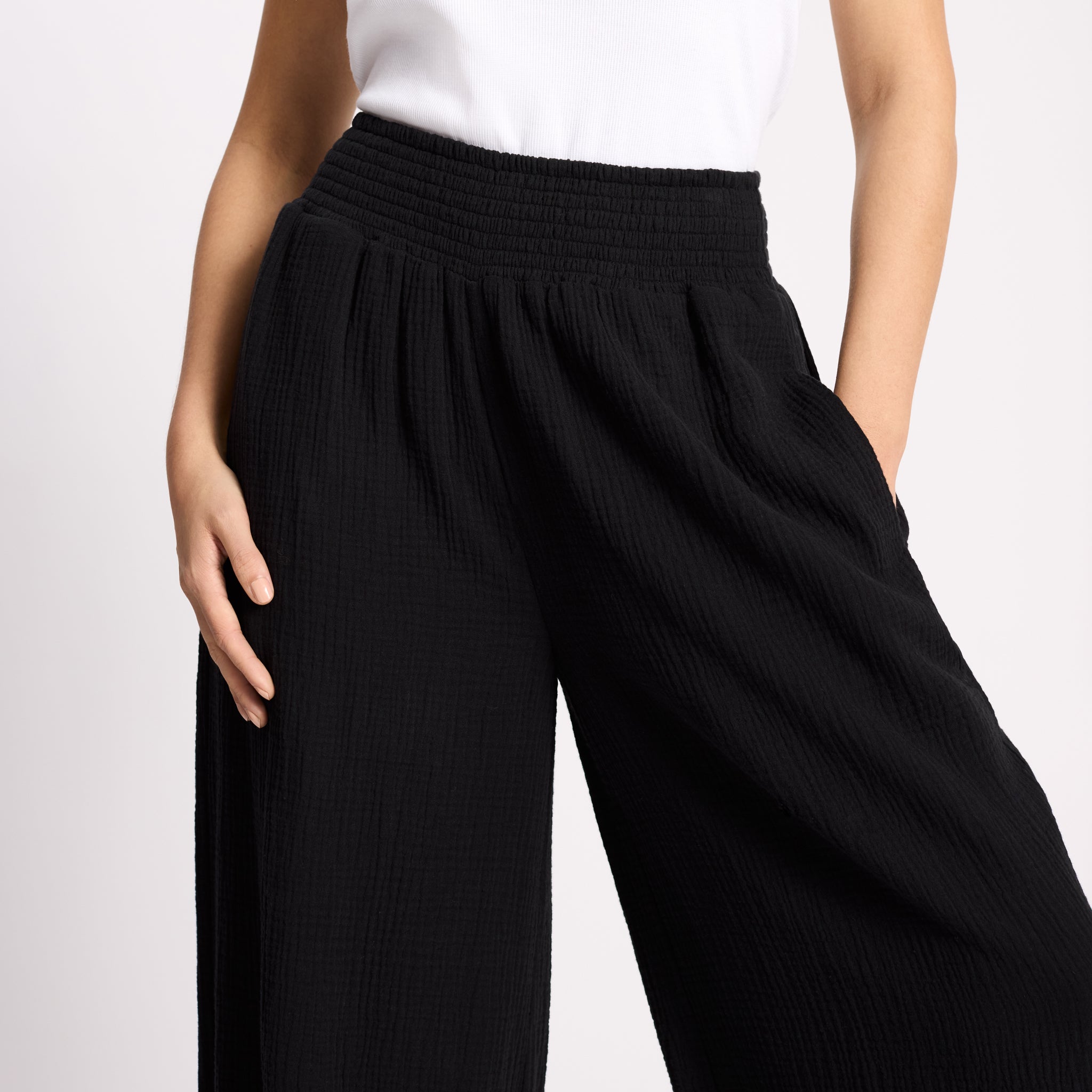 Black Cheesecloth Balloon Trouser