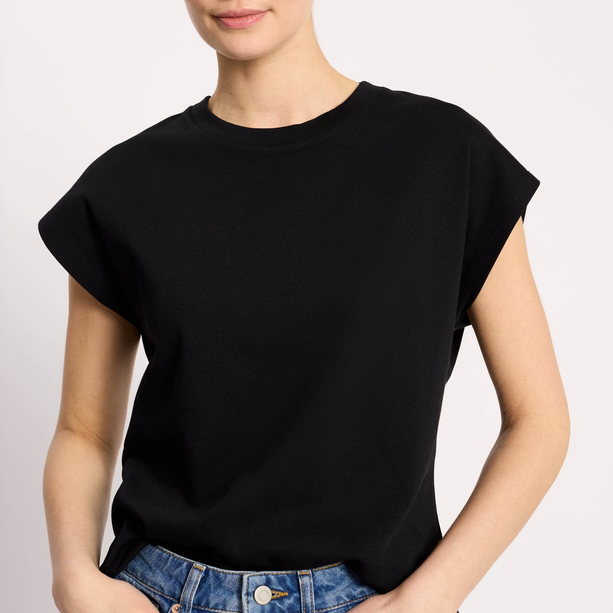 Black Cap Sleeve T Shirt