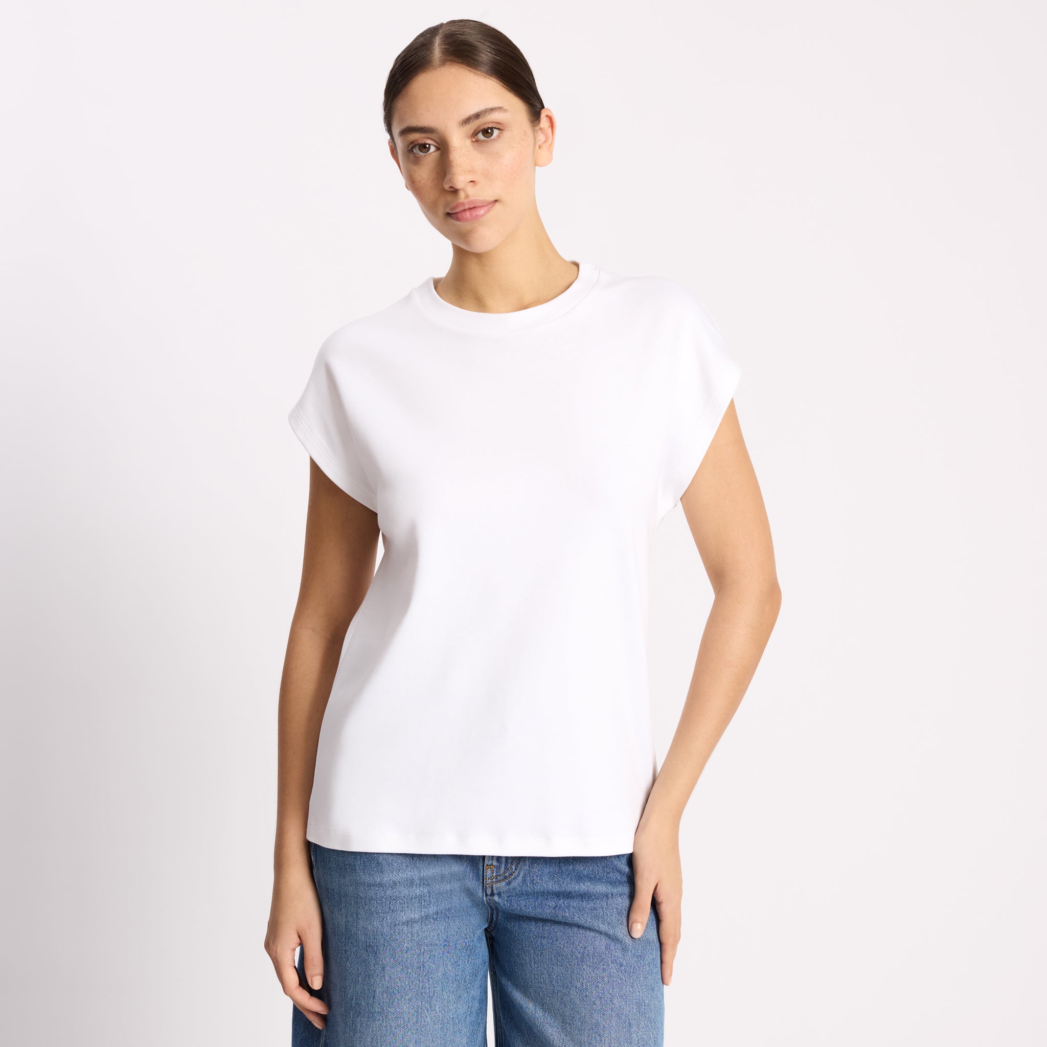 White Cap Sleeve T Shirt