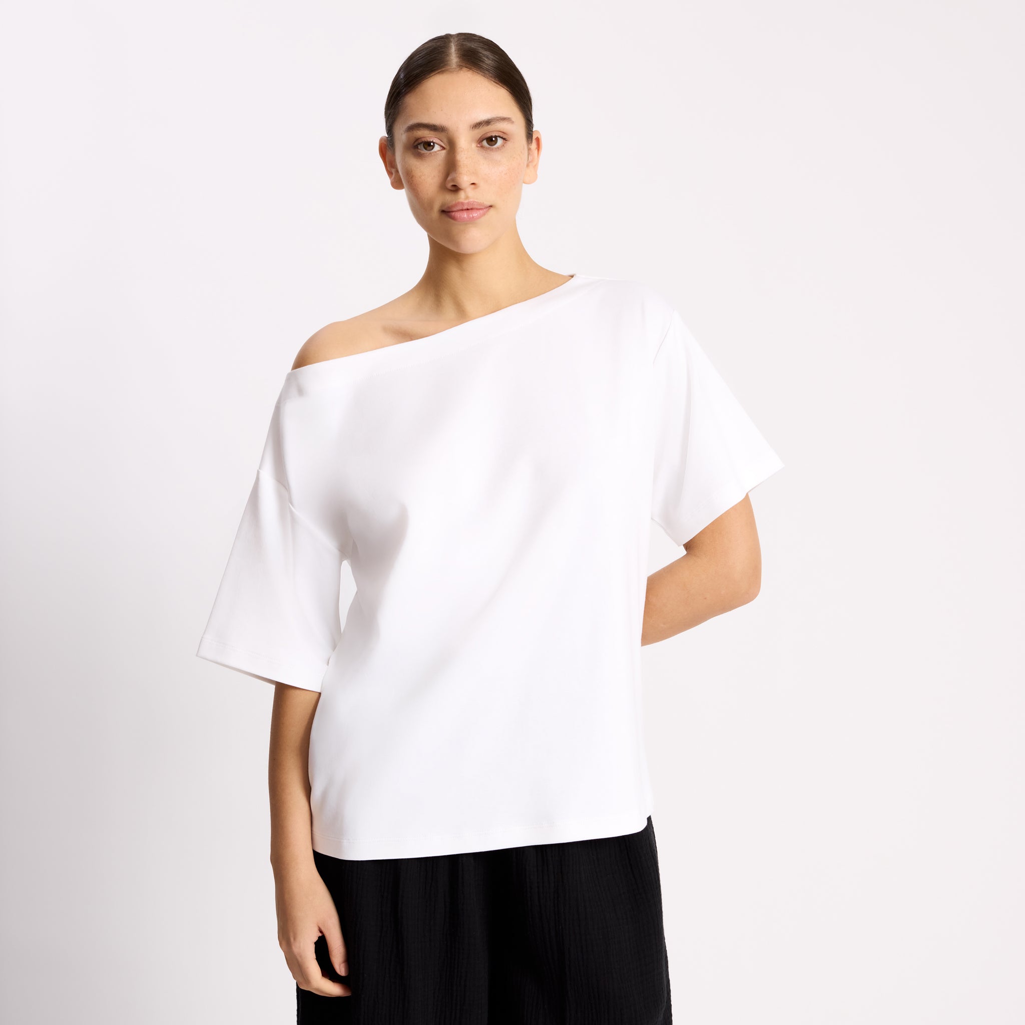White Off Shoulder T Shirt