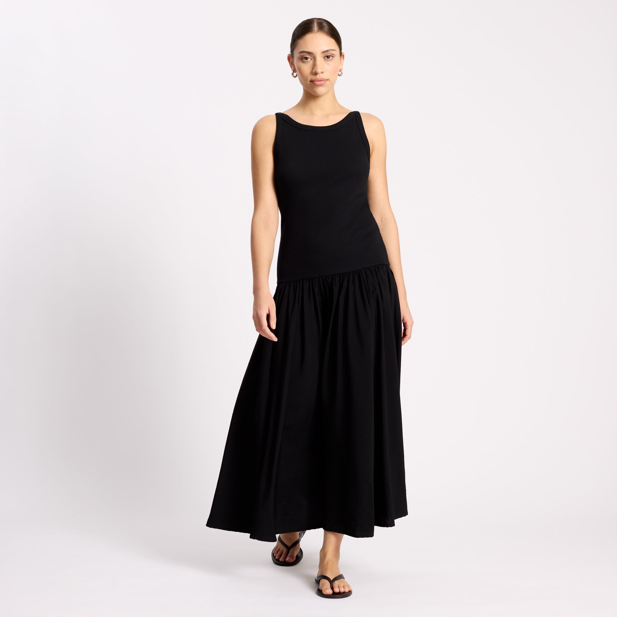 High Neck Mixed Vest Dress