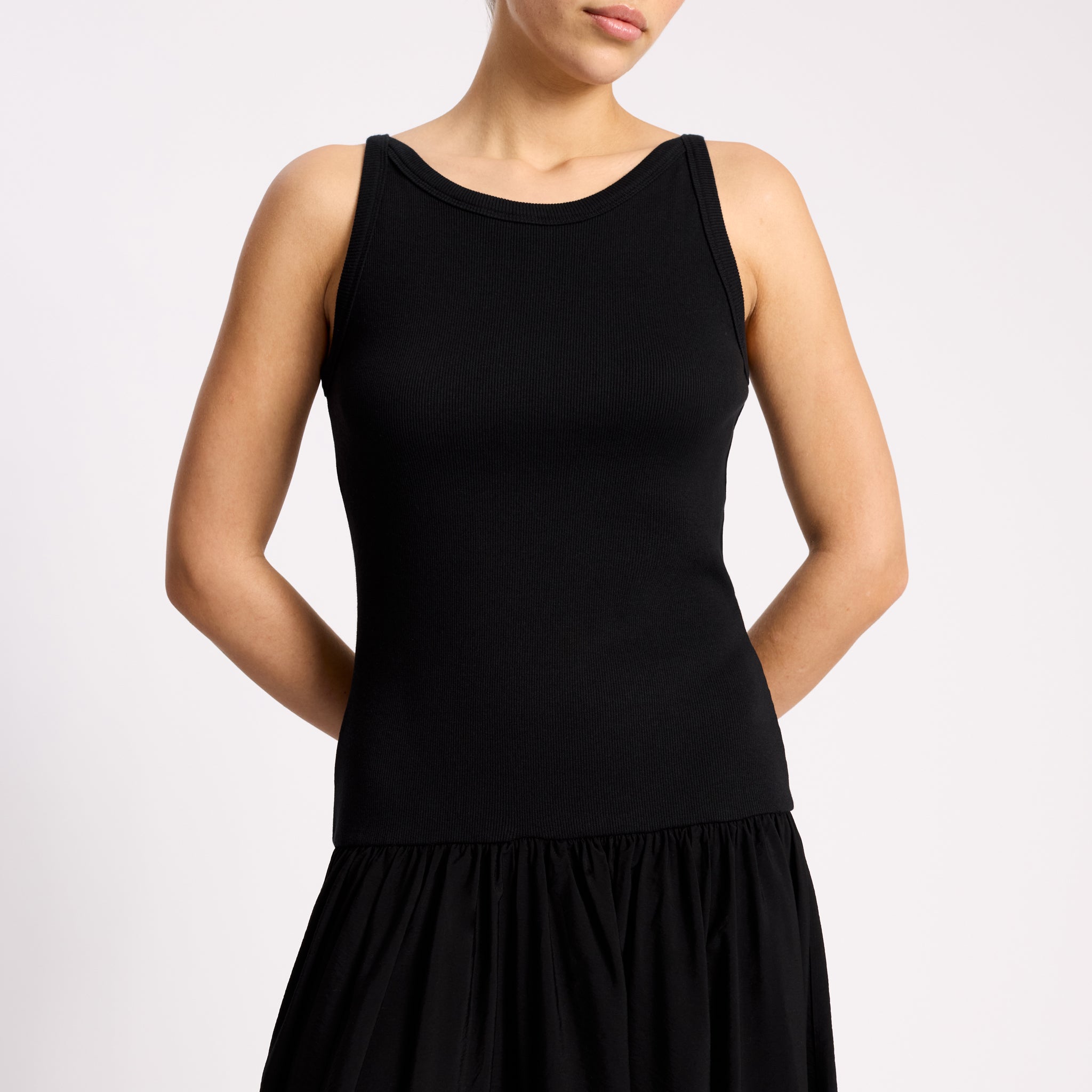 High Neck Mixed Vest Dress