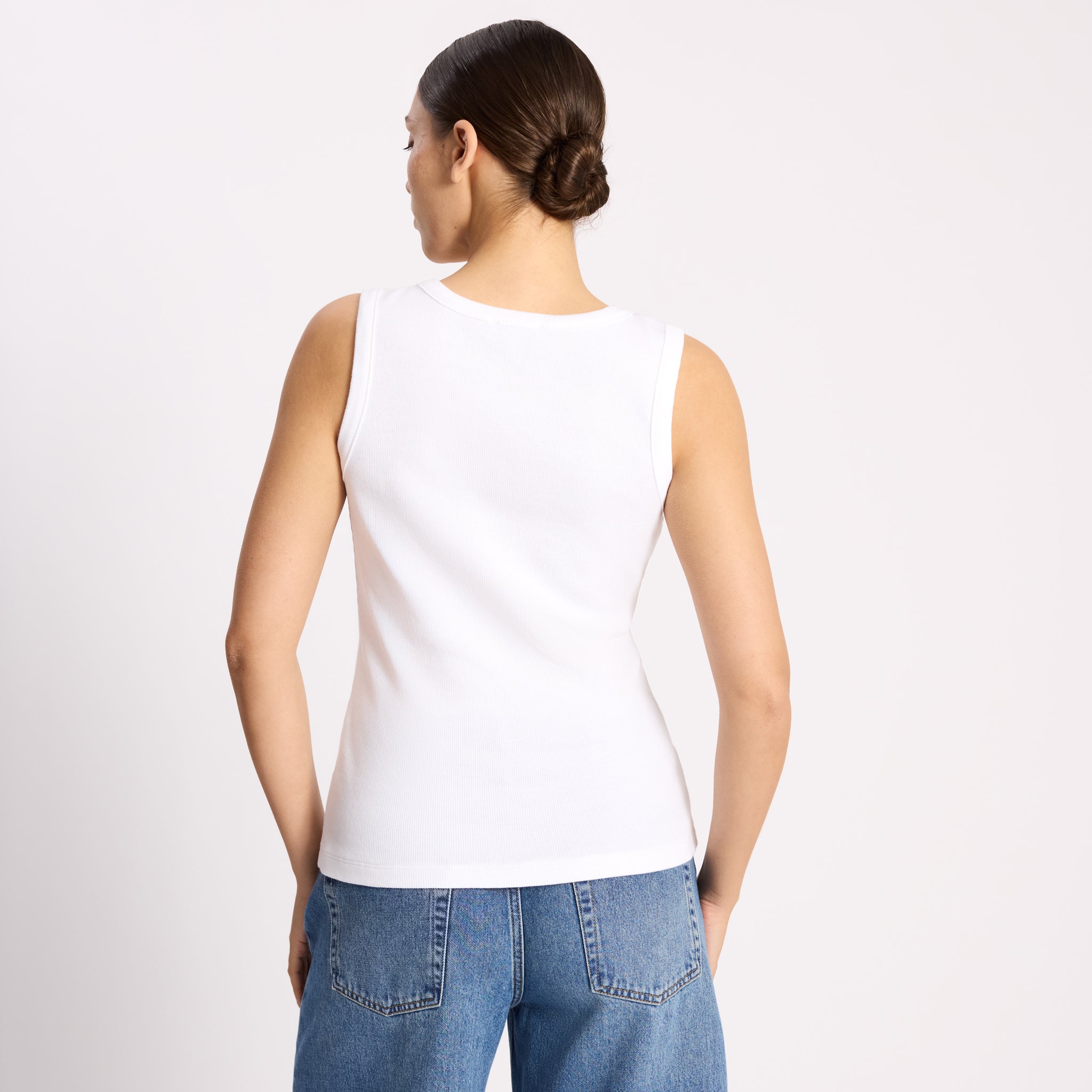 White V Neck Rib Vest