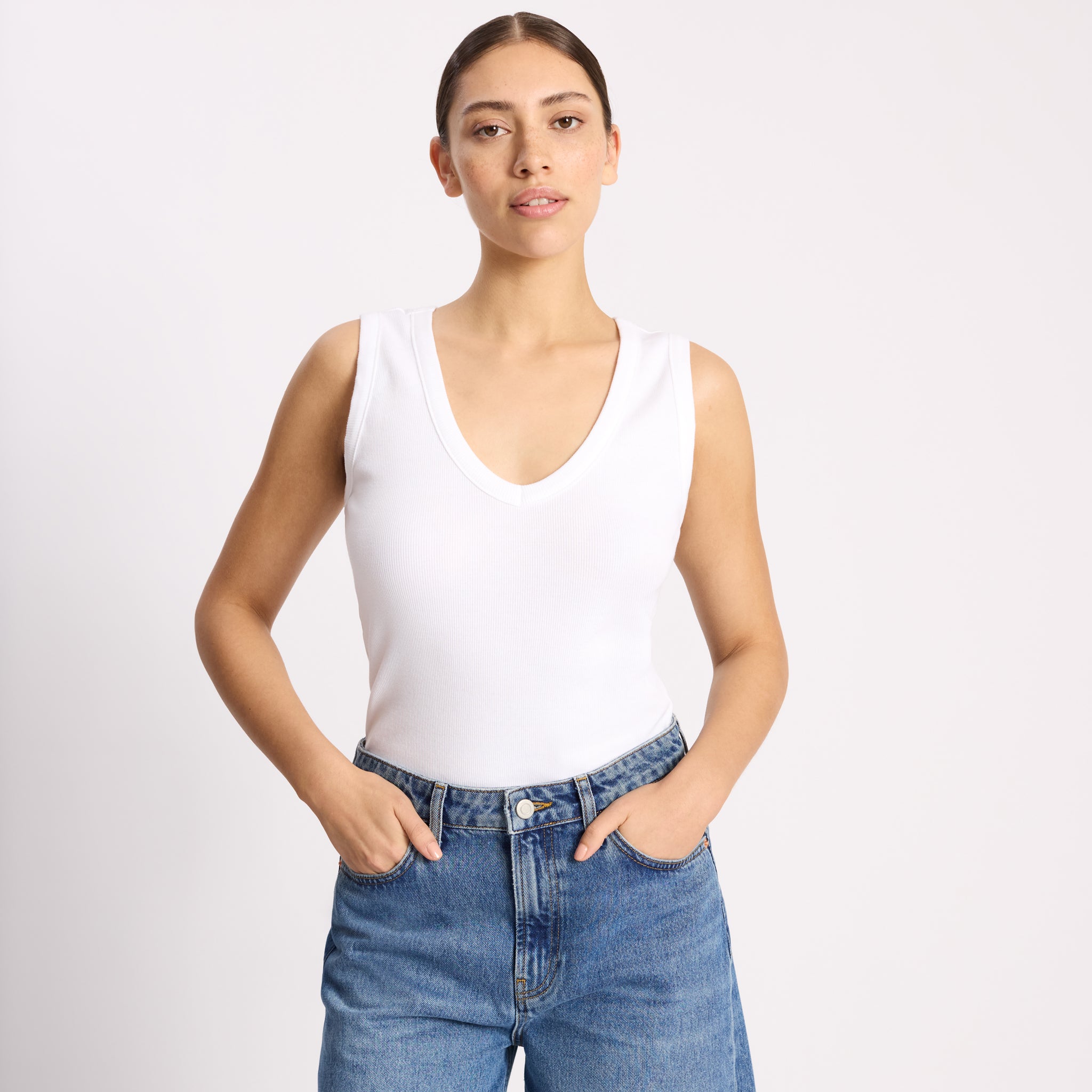 V Neck Rib Vest