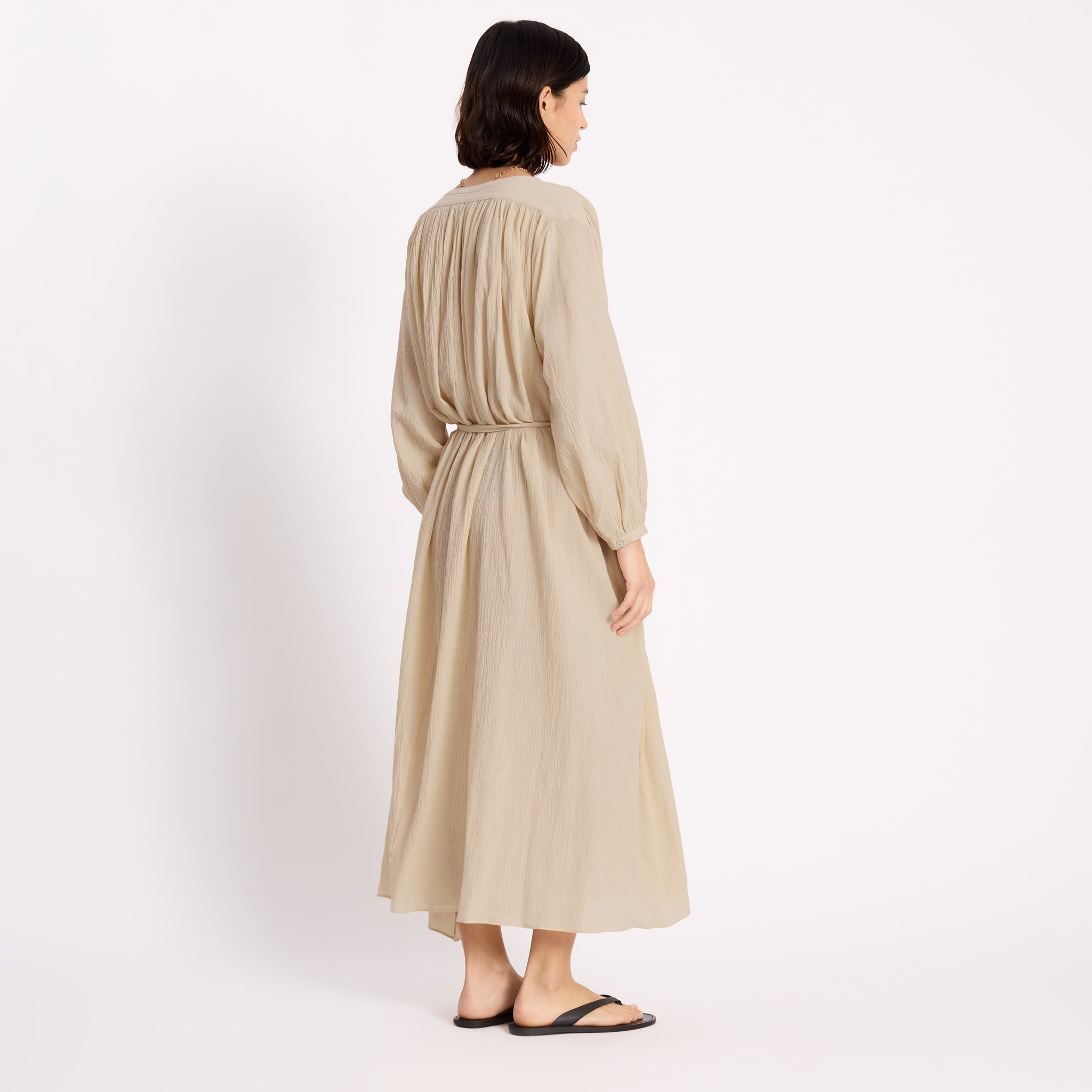Cream Crinkle Cotton Maxi Kaftan