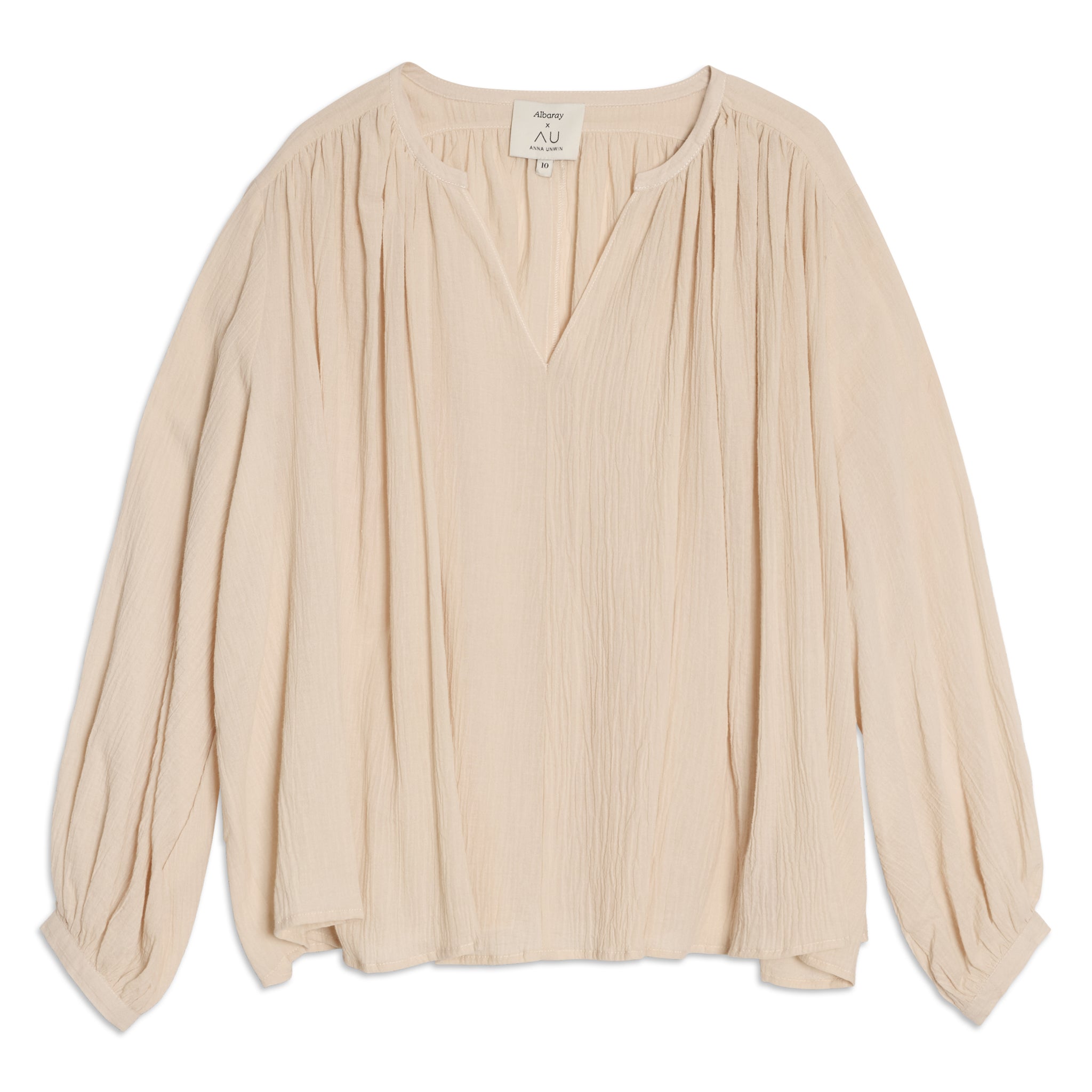 Cream Crinkle Cotton Kaftan Top