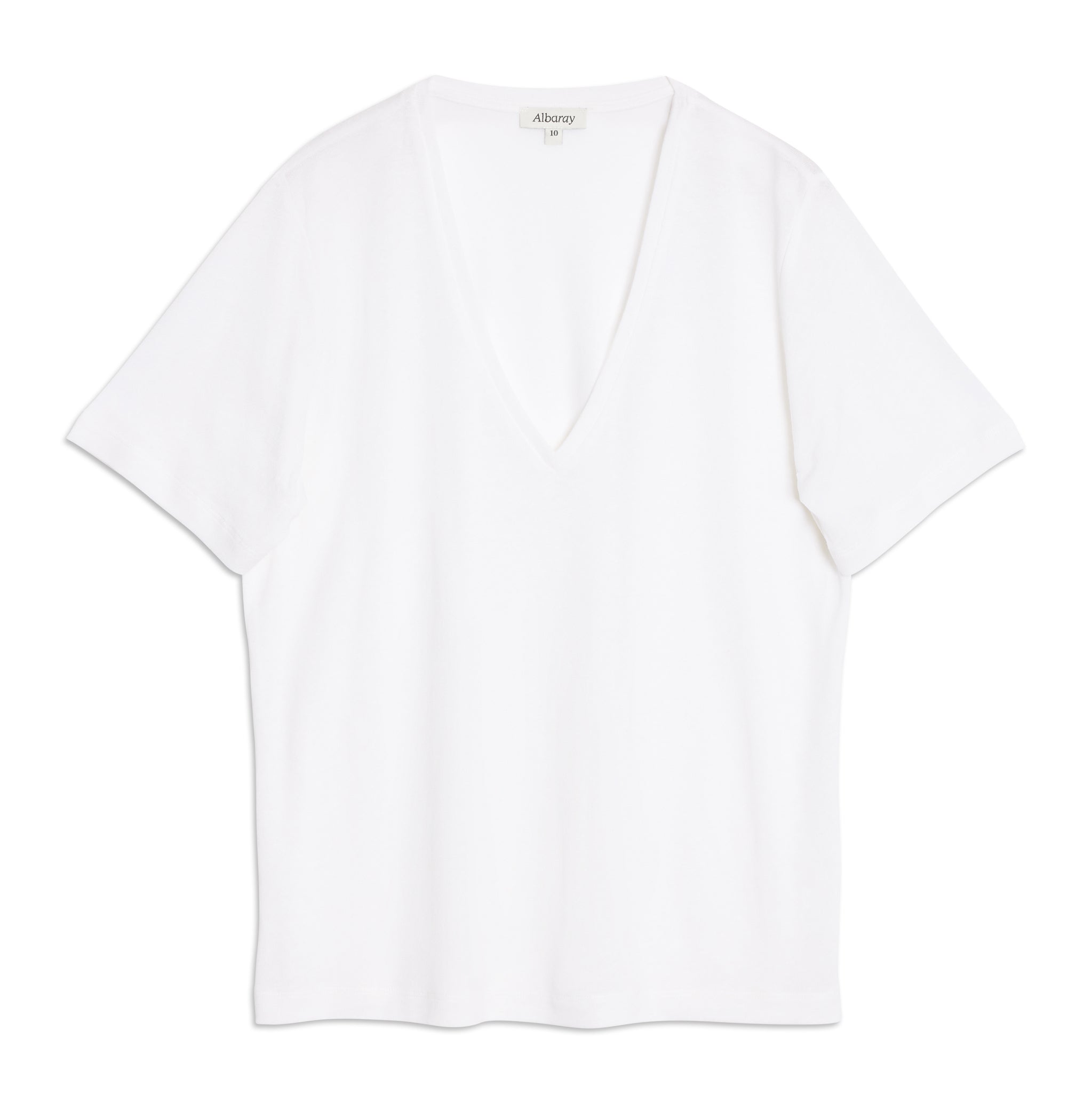 White Linen V Neck T Shirt