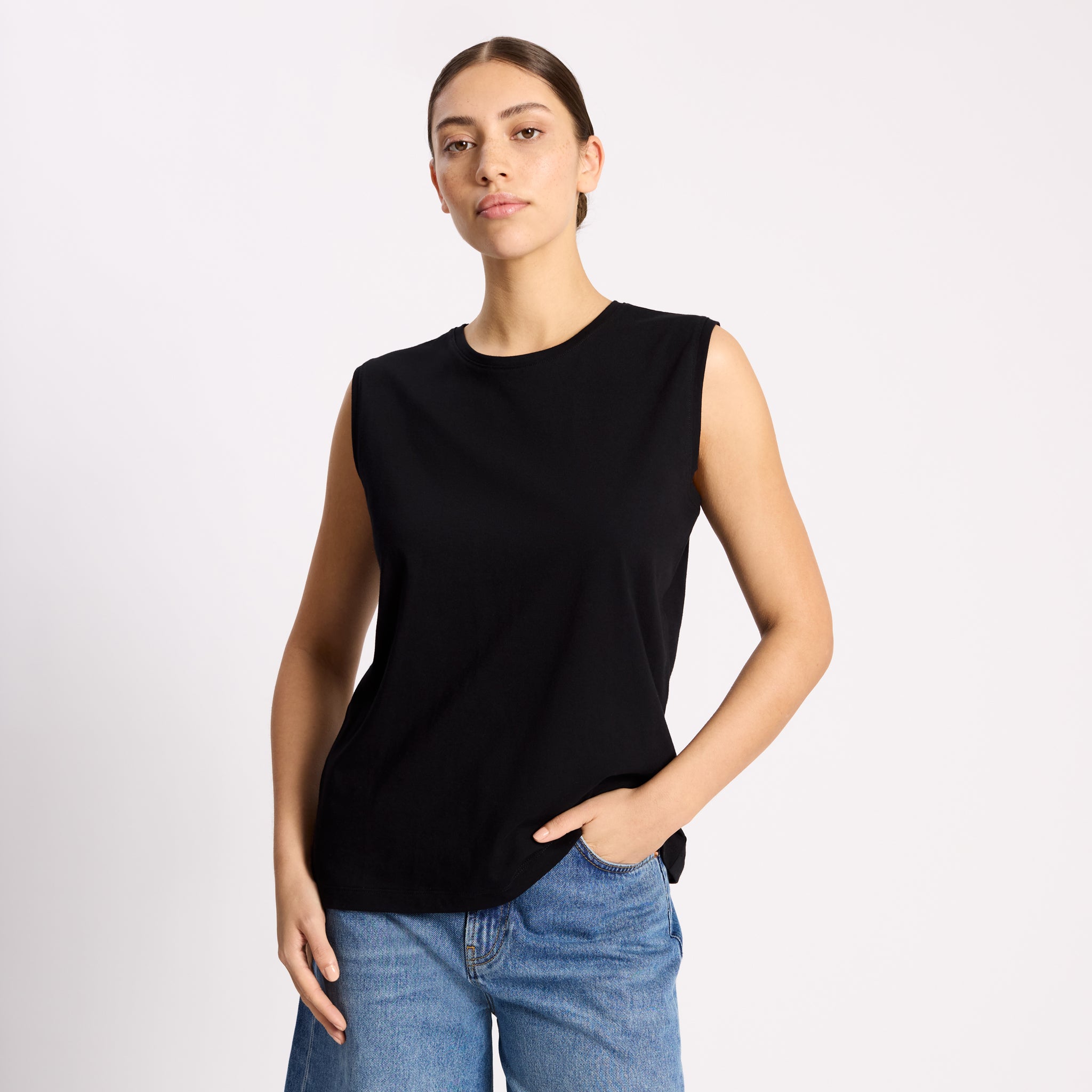 Black Cotton Tank Top