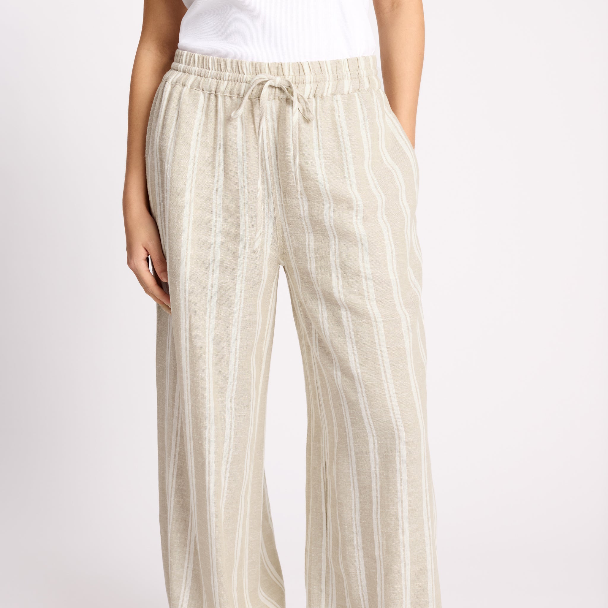 Linen Stripe Balloon Pant