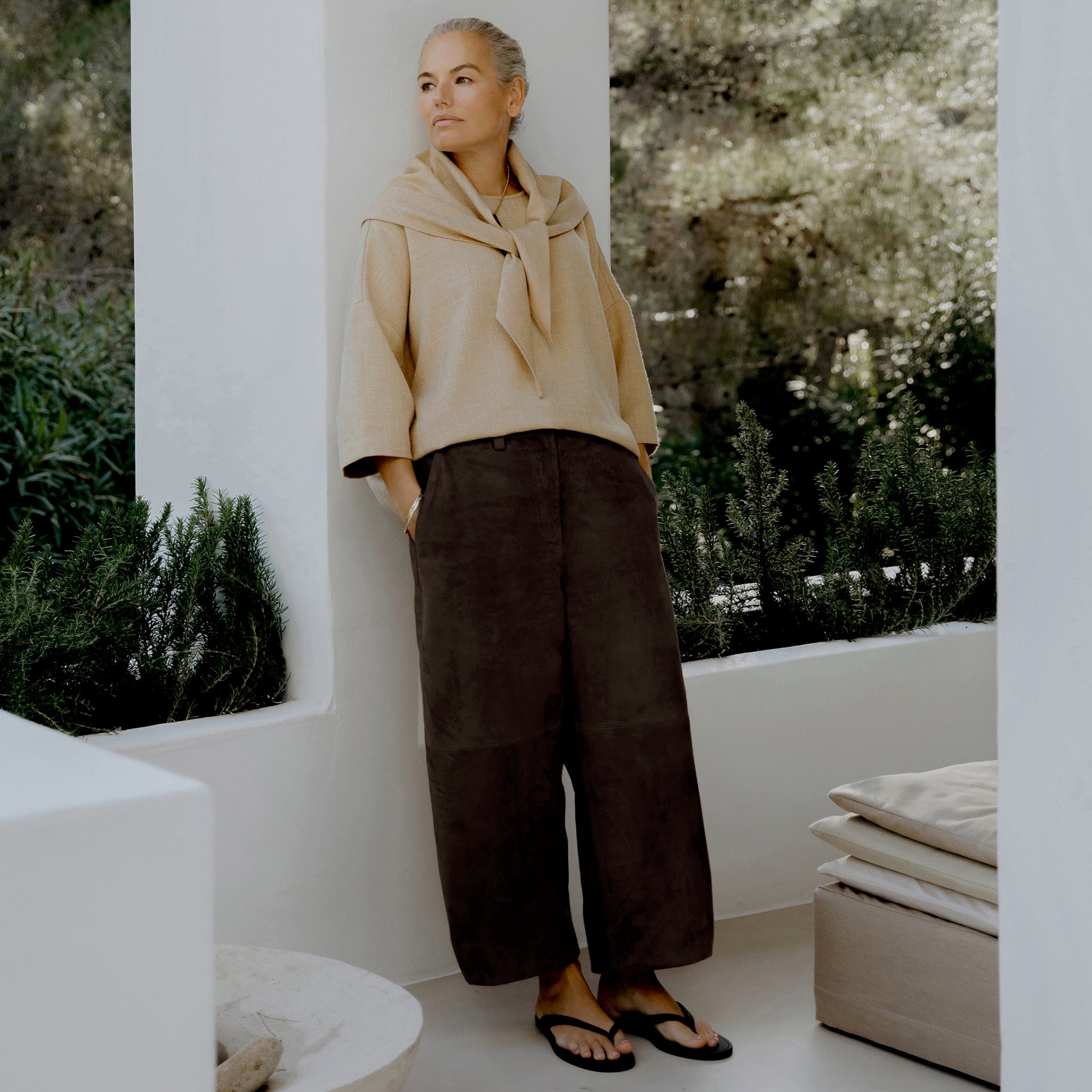 Suede Barrel Trouser