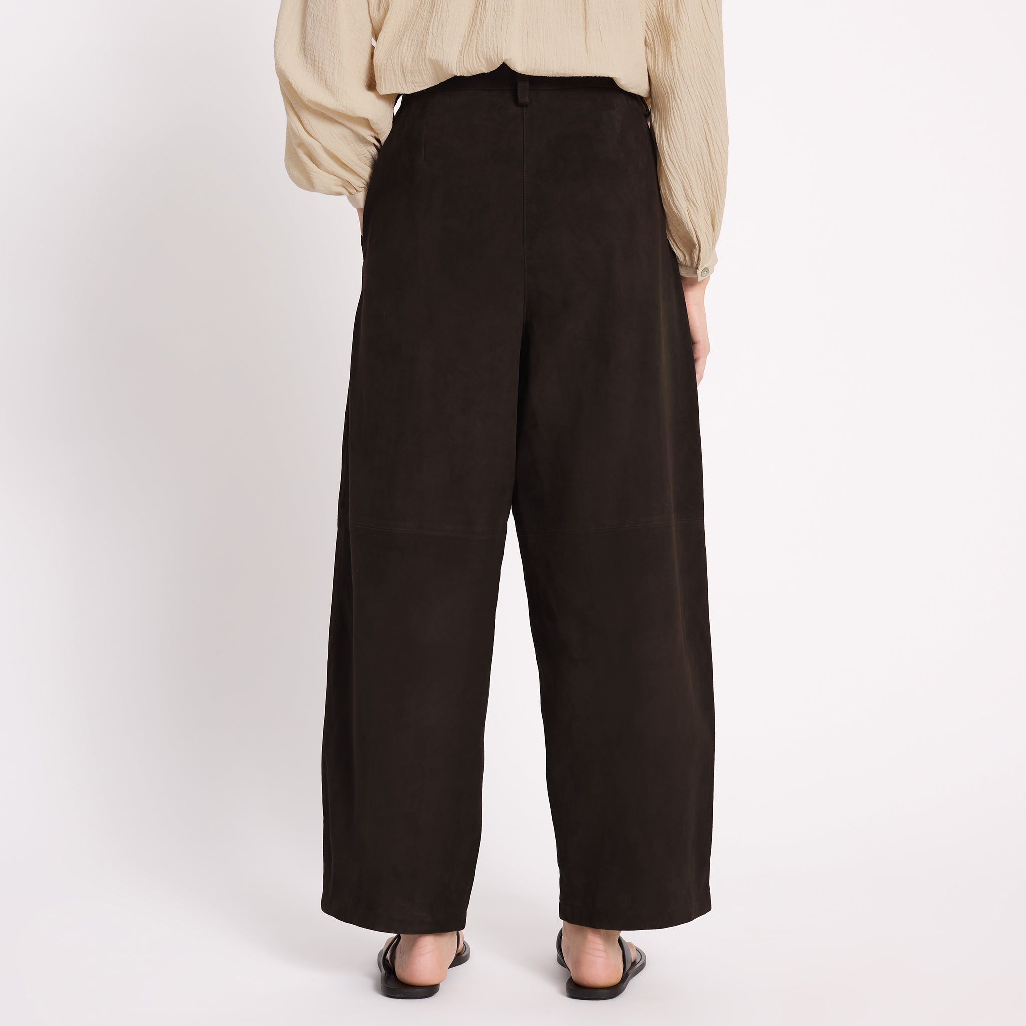 Suede Barrel Trouser