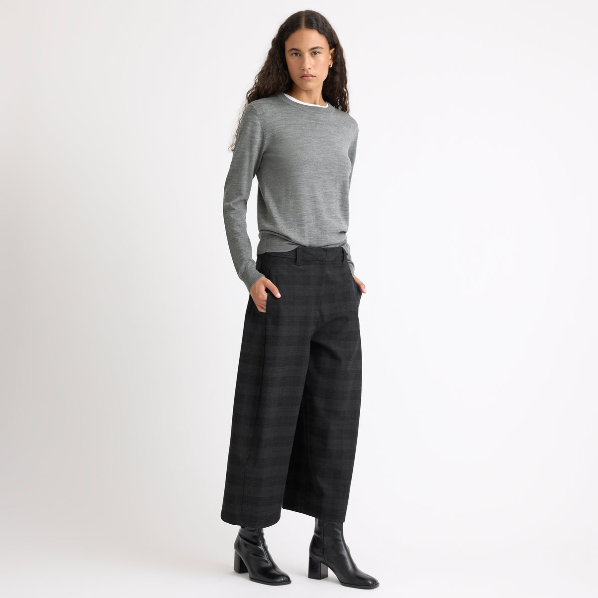 Grey Check Barrel Trousers