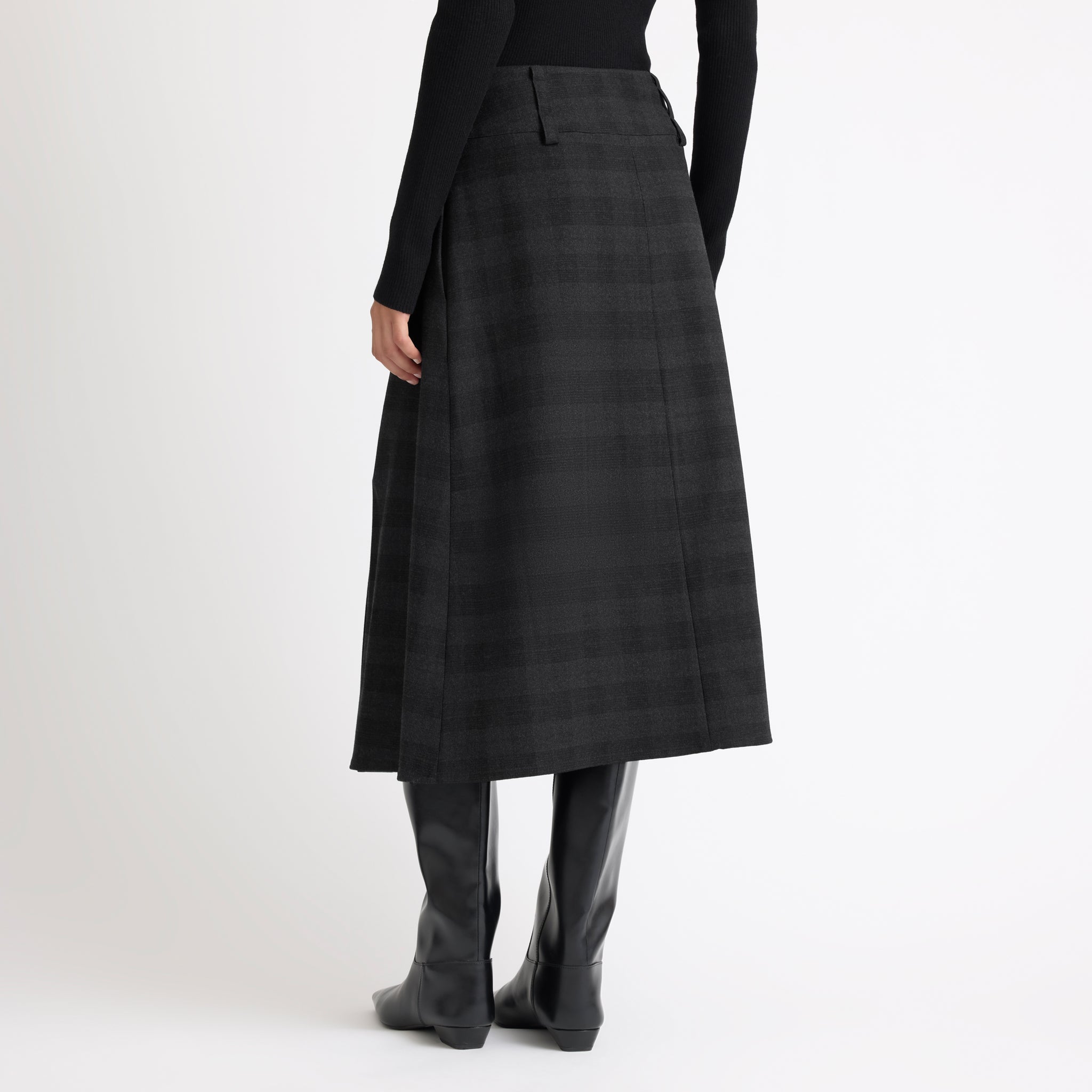 Grey Check Wrap Skirt