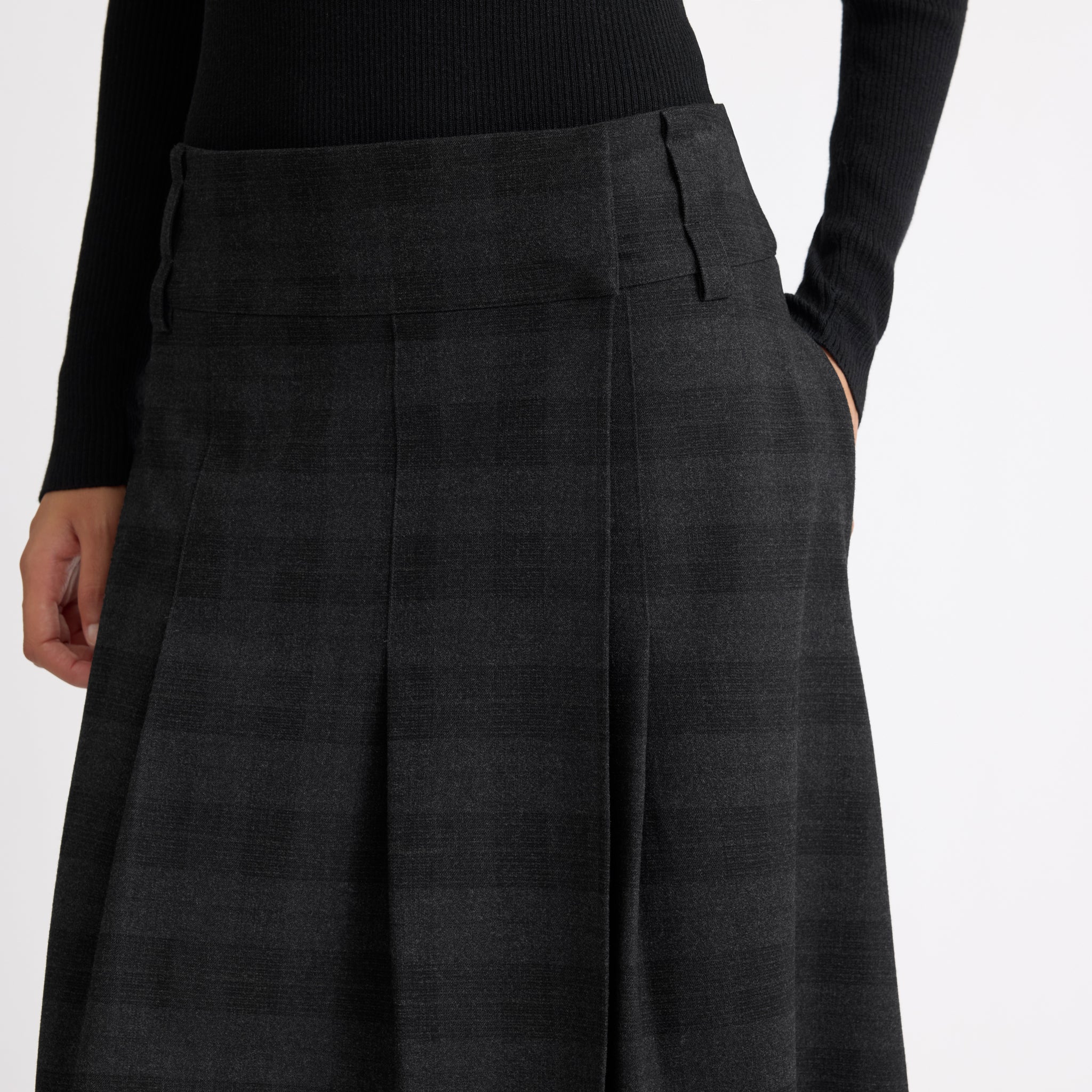 Grey Check Wrap Skirt
