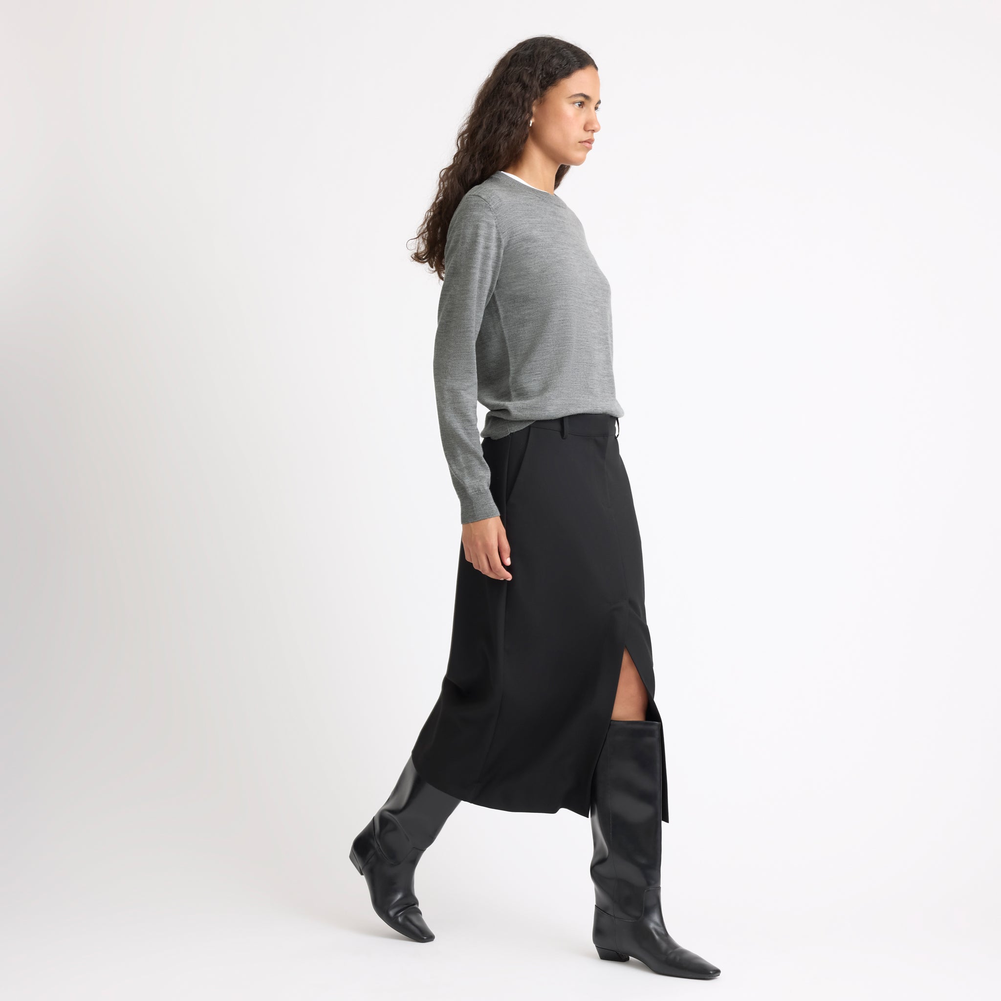 Black Tailored Pencil Skirt