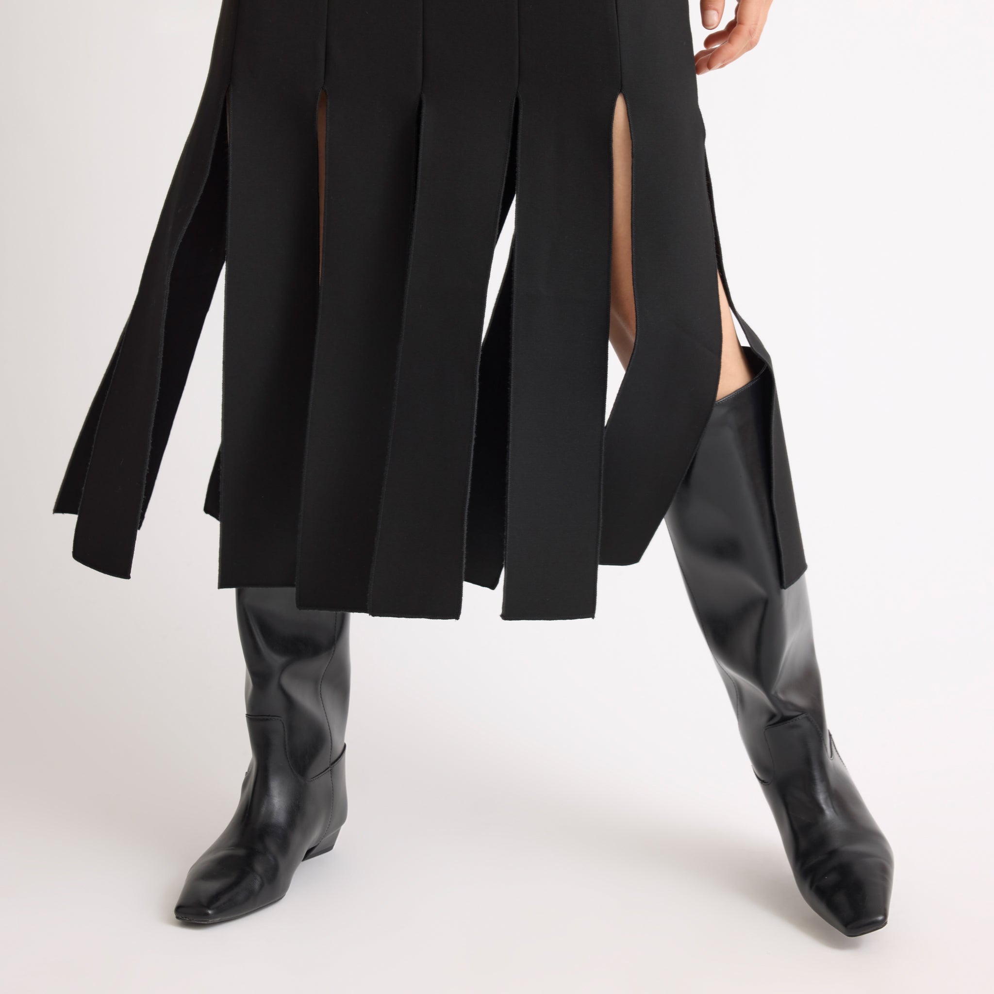 Black Tailored Panel Split Skirt