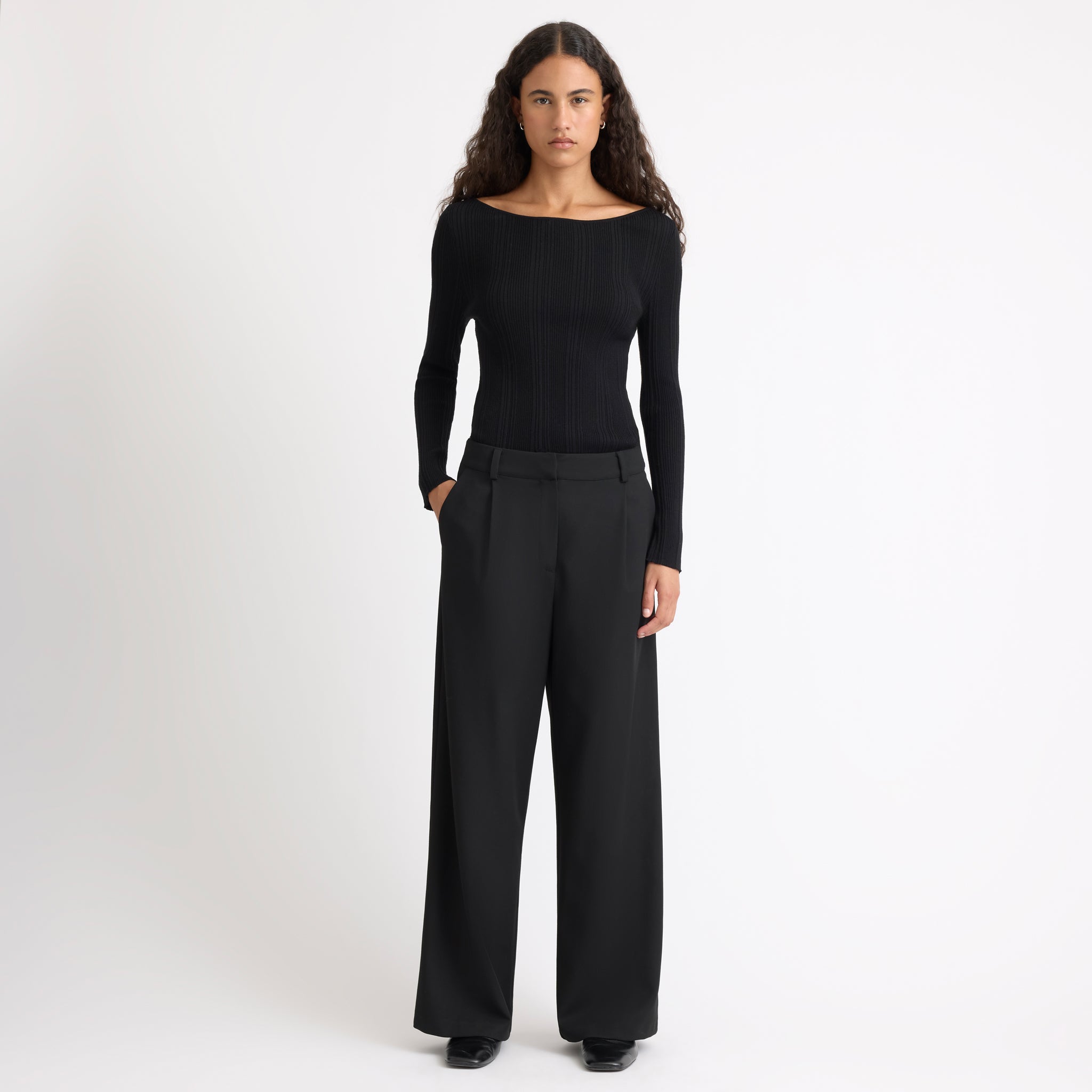 Black Tailored Wide Leg Trousers